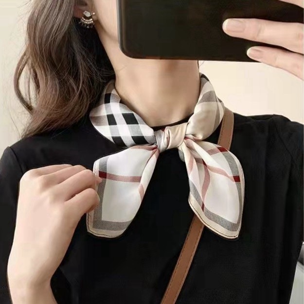 21″x21″Simple Square Print Pure Mulberry Satin Silk 12momme Scarf53X53cm6-2