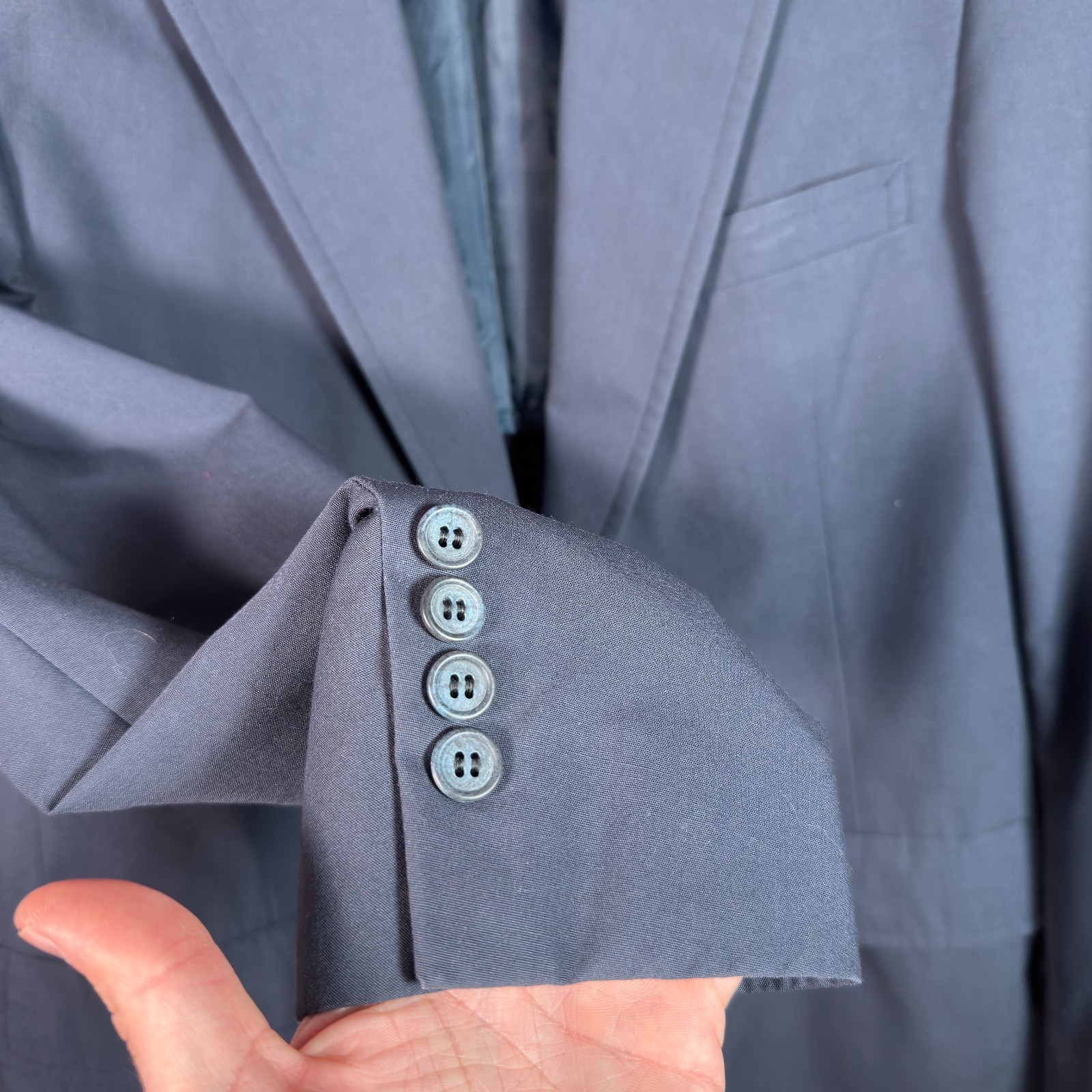 VTG Haspel Blazer Mens 40R Blue 2 Button Sport Coat USA MADE Canvas Half Lined