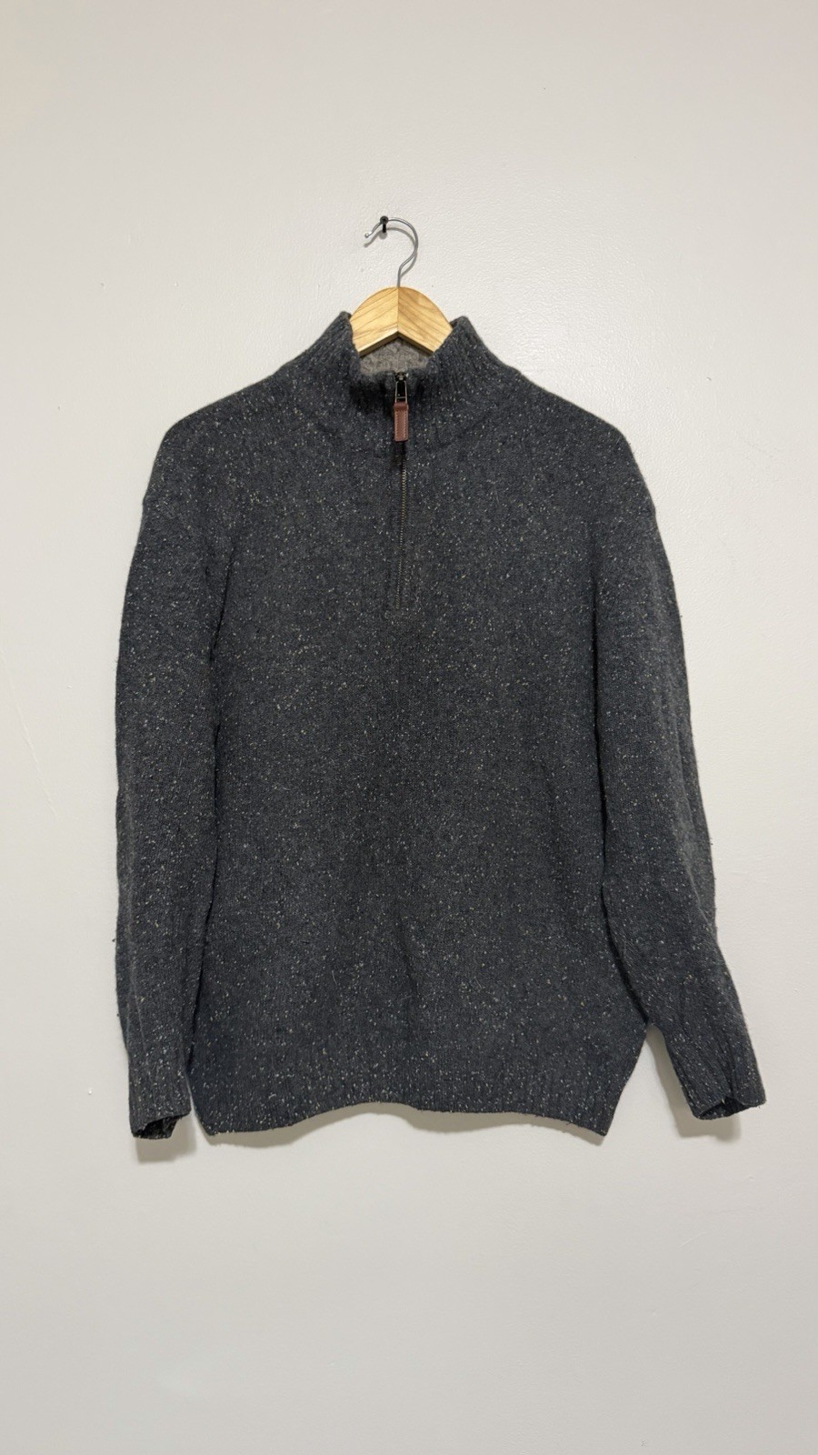 vtg ARAN WOOLEN MILLS Ireland Speckled 80% Lambswool fisherman sweater L