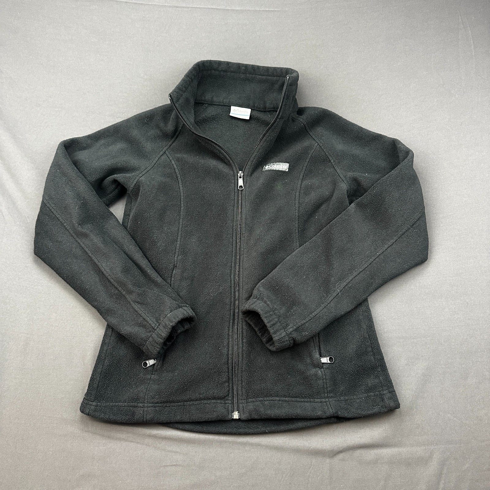 Columbia Sawyer Rapids Fleece Jacket Womens Medium Black Logo Full Zip Outdoor