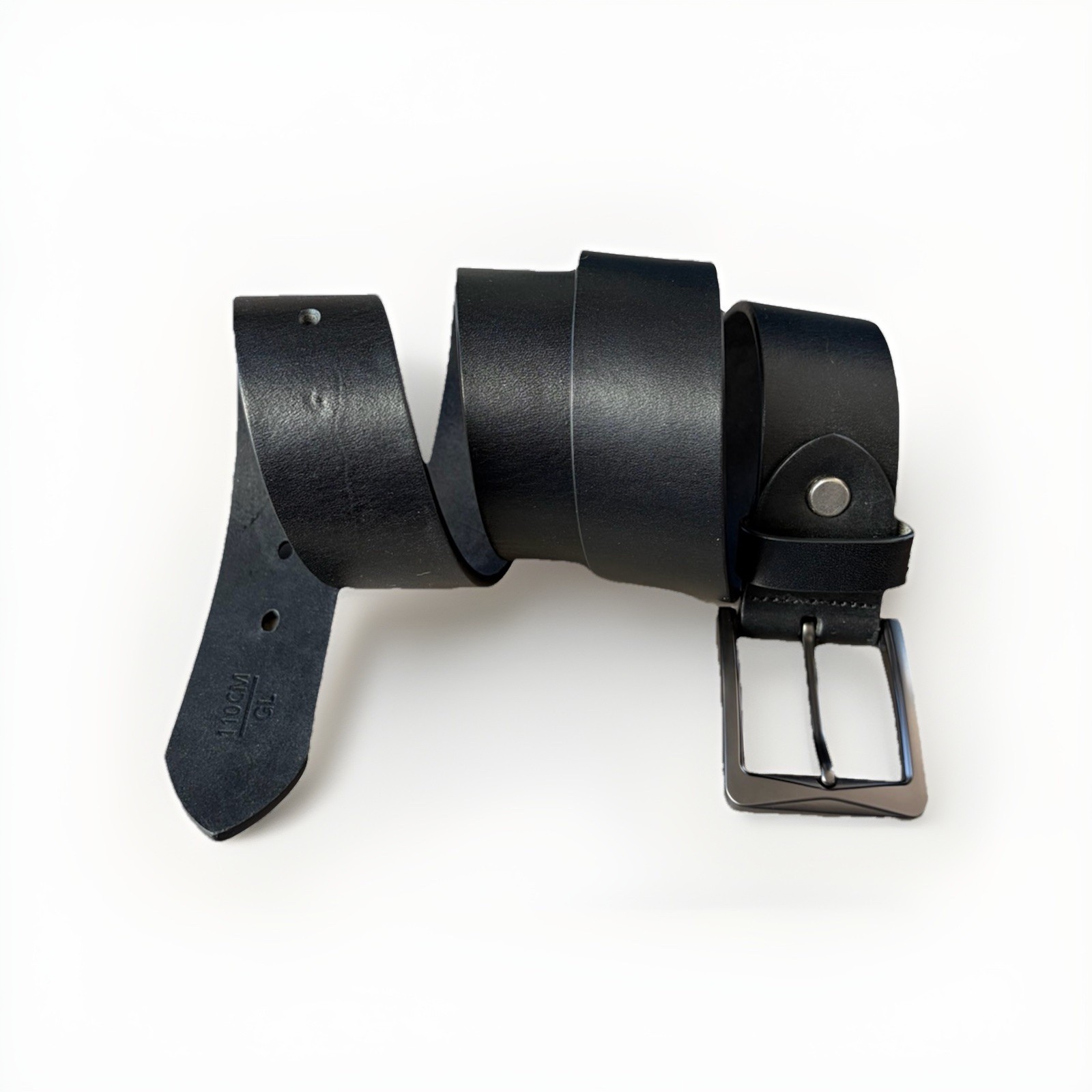 Men’s Classic Black Leather Belt 110cm 43in Full Grain Casual Dress Jean Belt