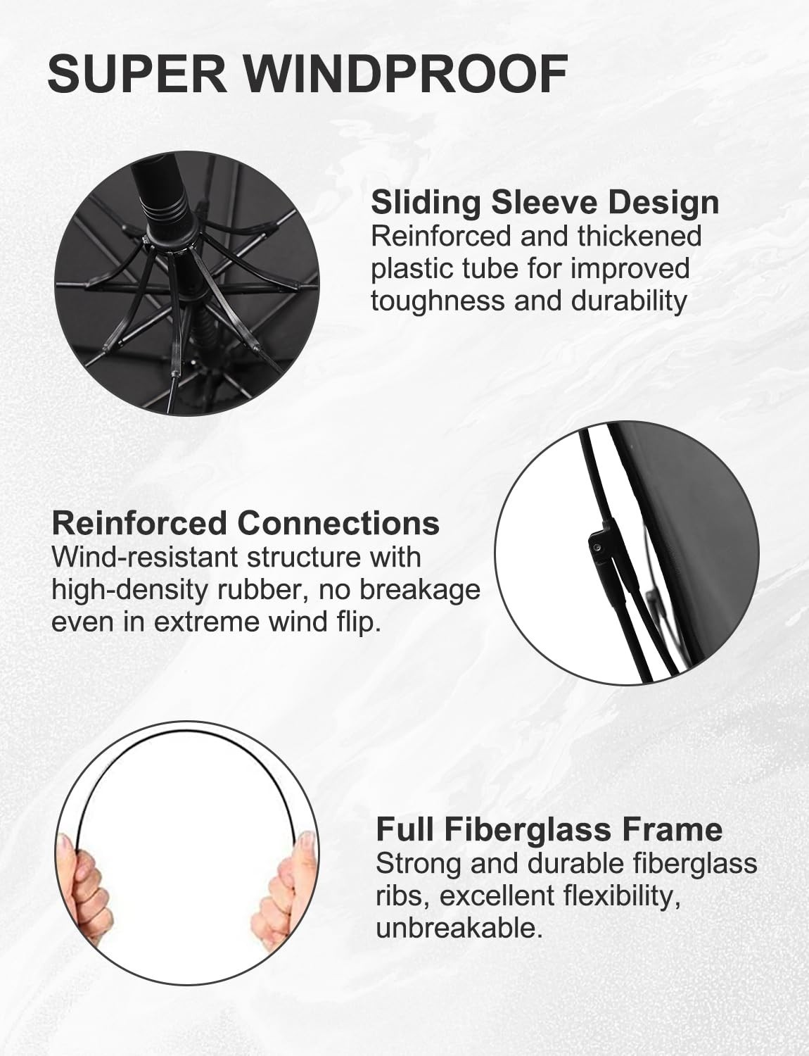 Large Windproof 50-Inch Stick Umbrella – Automatic Open, Oversized J Handle, Unb