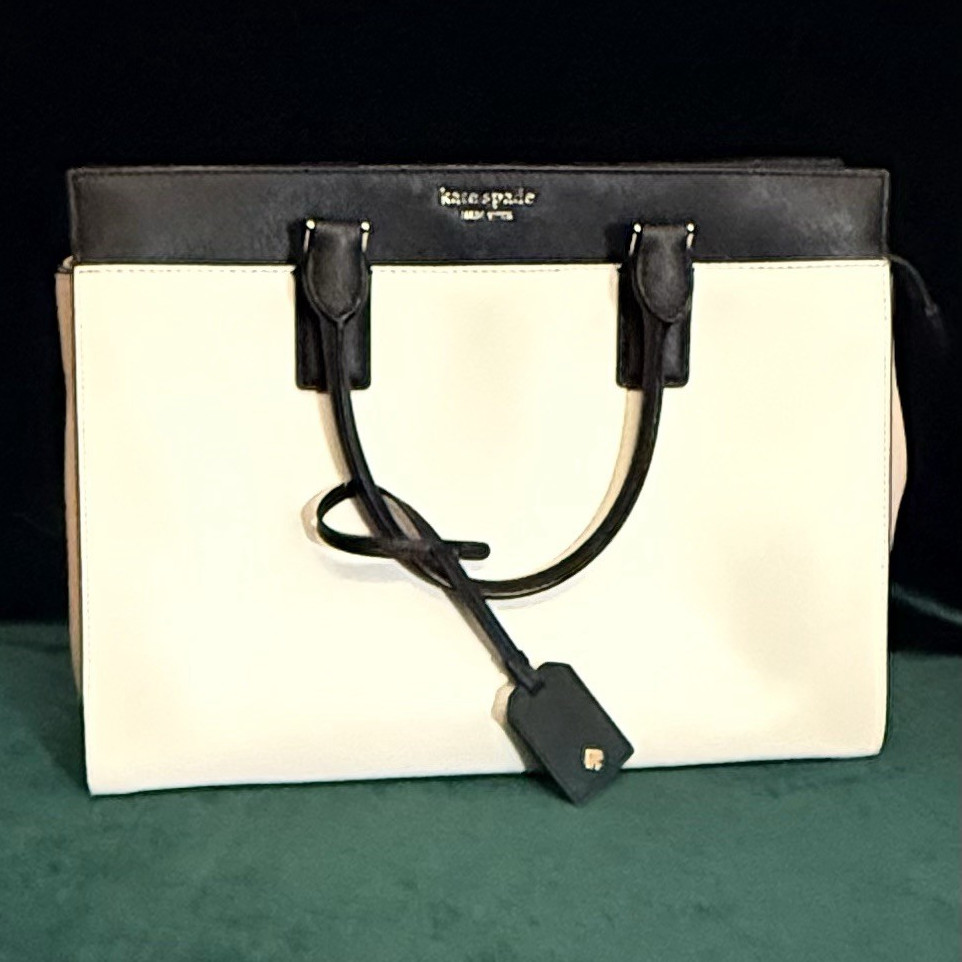 Authentic Kate Spade New York Black/White Colorblock Satchel Top Handle
