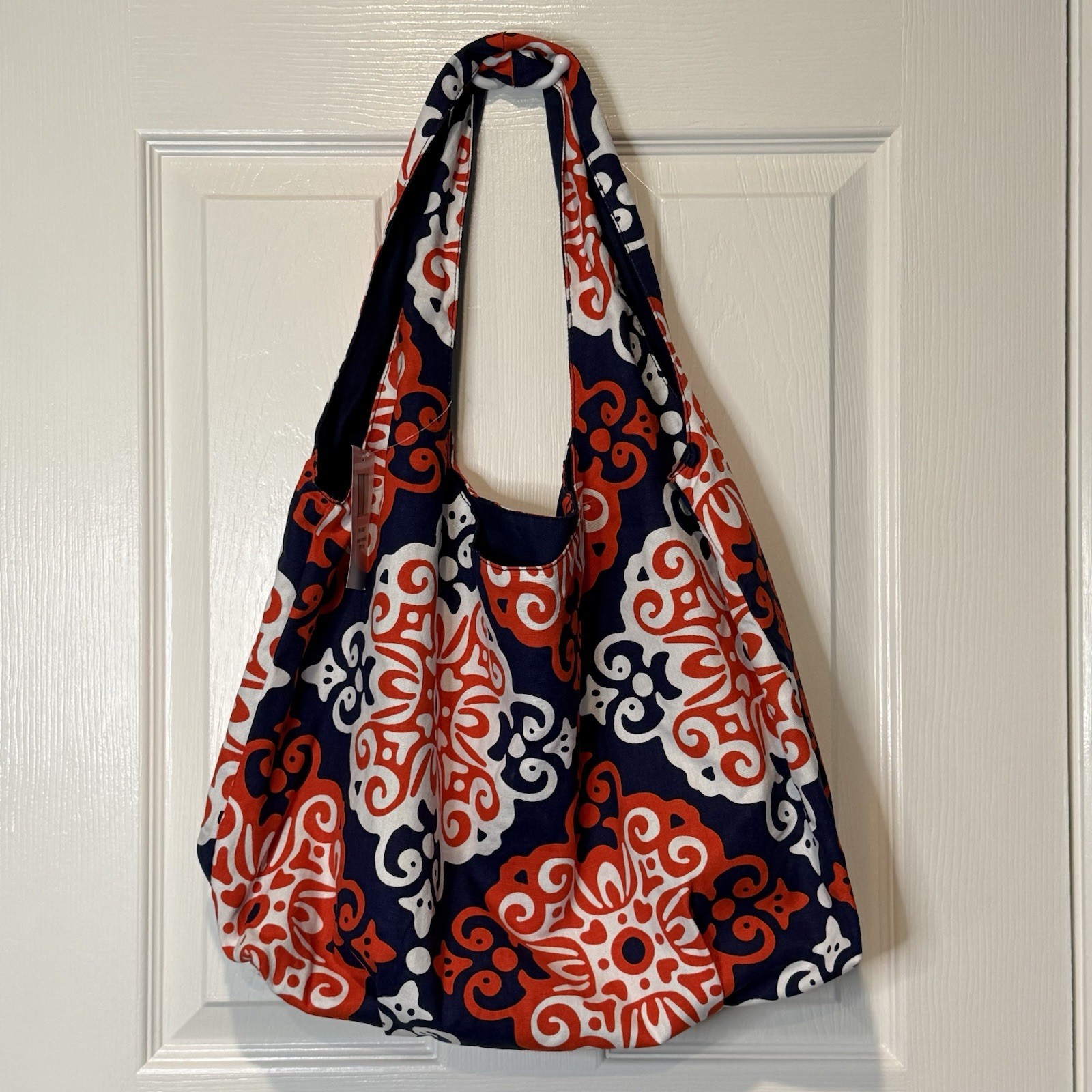 Buckhead Betties Hobo Bag Geometric Navy Red White Shoulder Strap