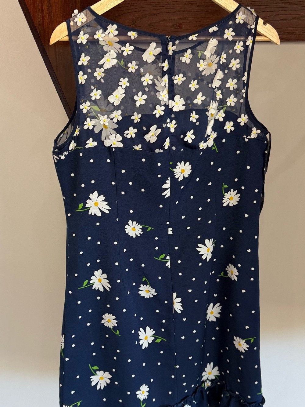Karl Lagerfeld Navy Blue Floral Midi Dress with White Daisies