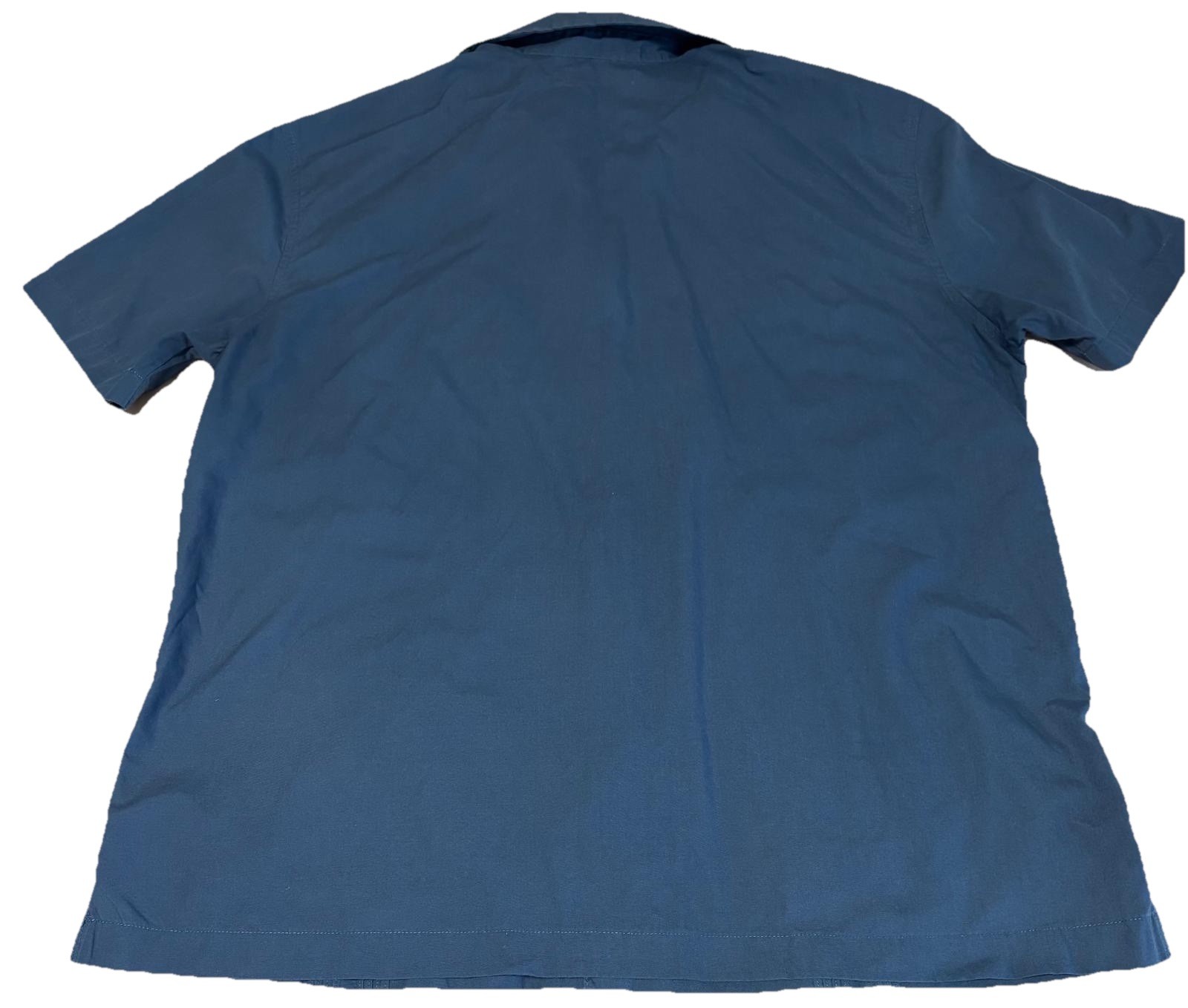 Cubavera Men’s Solid Blue Spread Collar Short Sleeve Button-Up Shirt Pockets XL