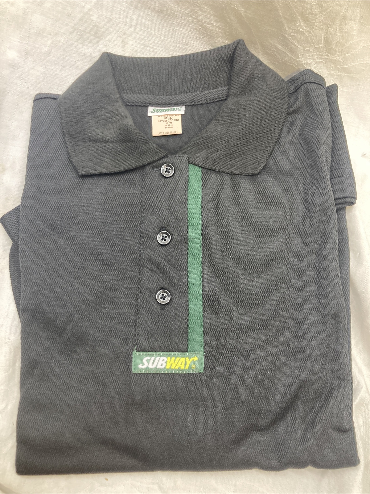 2-SUBWAY uniform Female Size Medium Black Short Sleeve Polos – Authentic Subway!