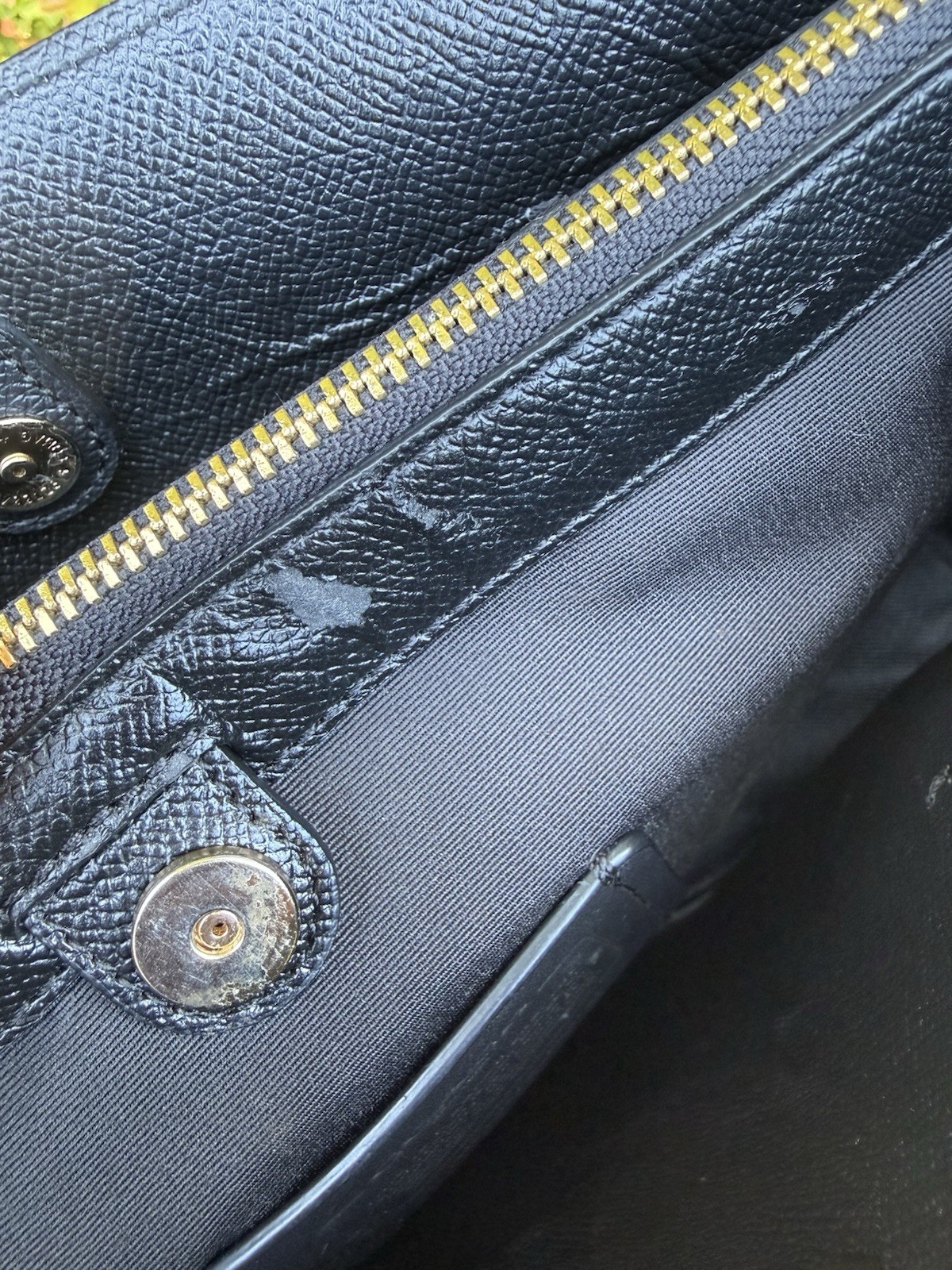 Coach Large Brown/Black Signature Logo City Tote Bag Gold Hardware Zip Closure