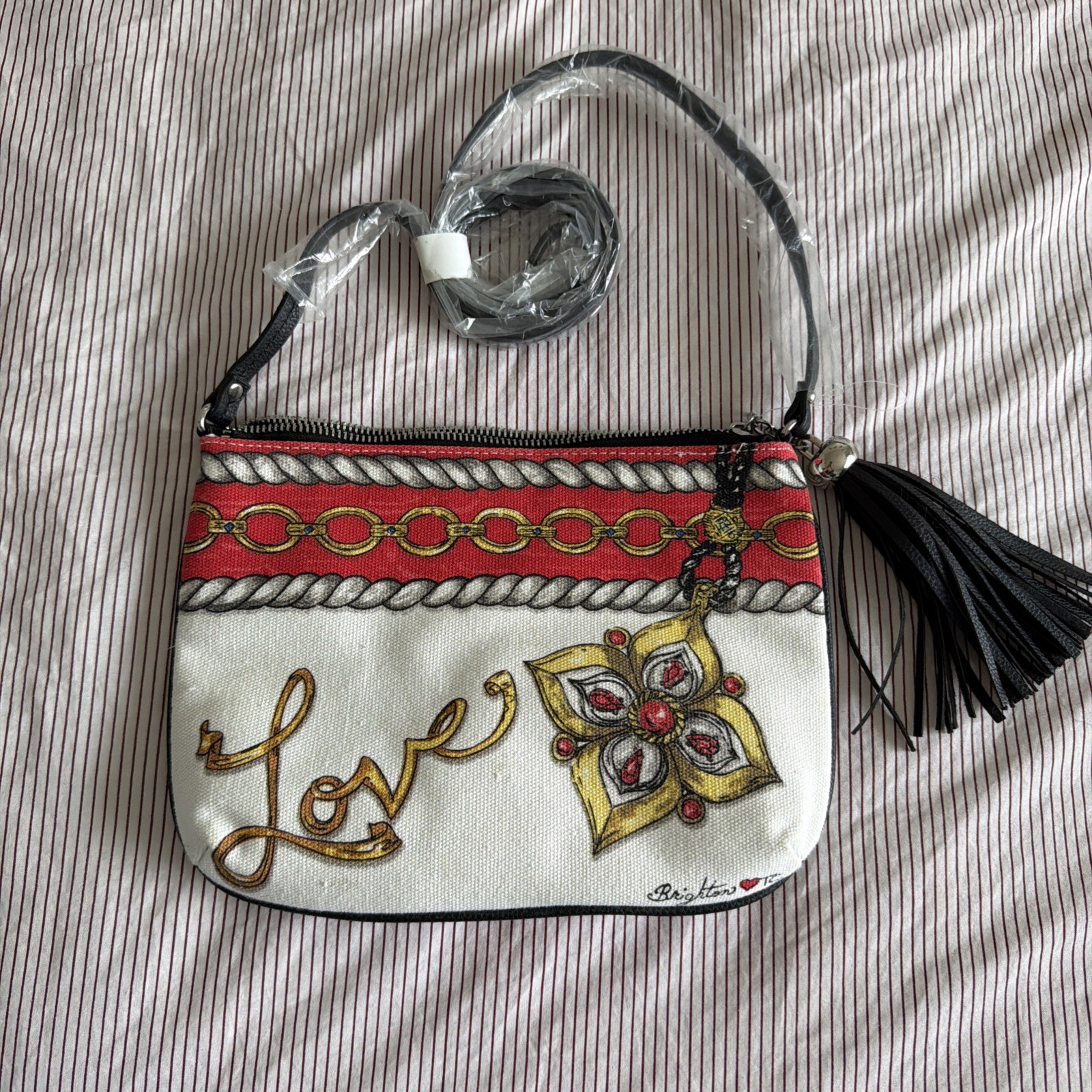 Brighton Purse Jewels Love Pouch Crossbody Bag Tassel Canvas Tom Clancy Shoulder