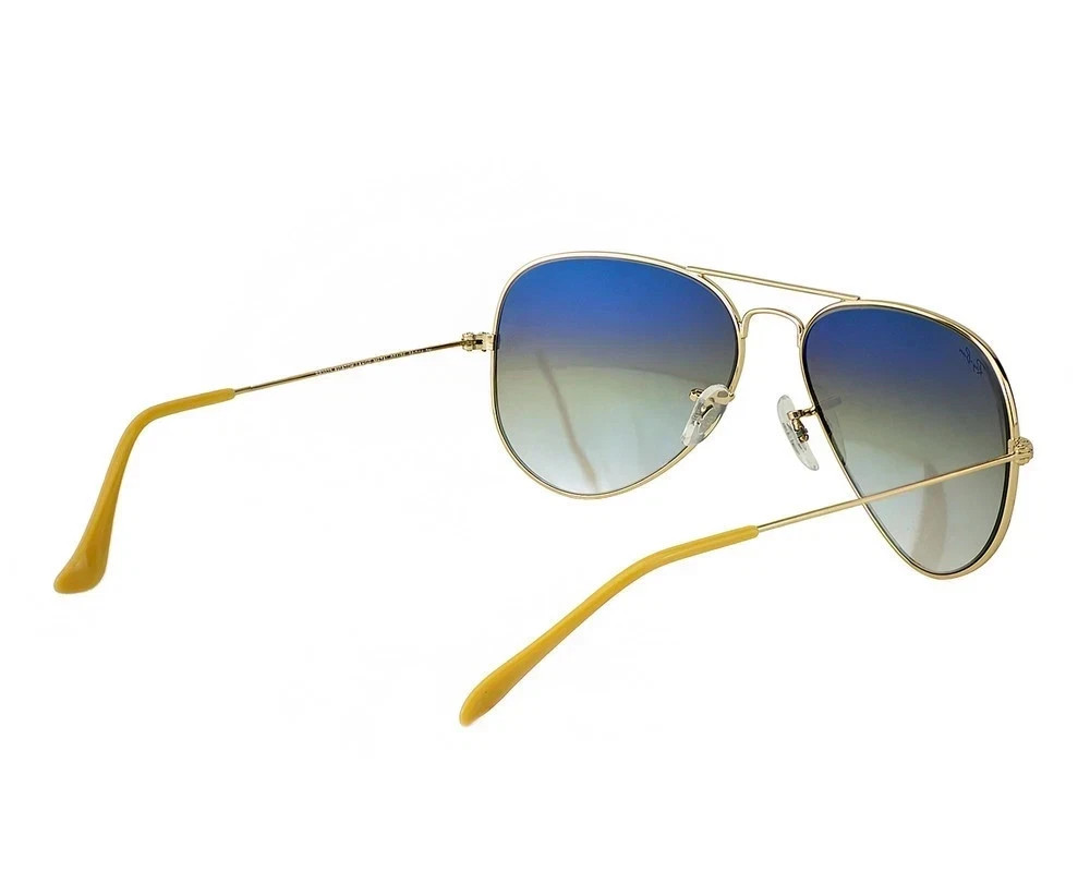 Ray-Ban Sunglasses RB3025 Aviator Gradient Gold Frame Light Blue Lenses 58mm