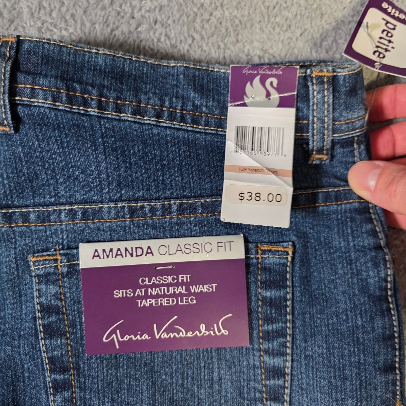 Gloria Vanderbilt Womens 12P Amanda Classic Fit Jeans Blue High Rise Tapered Leg