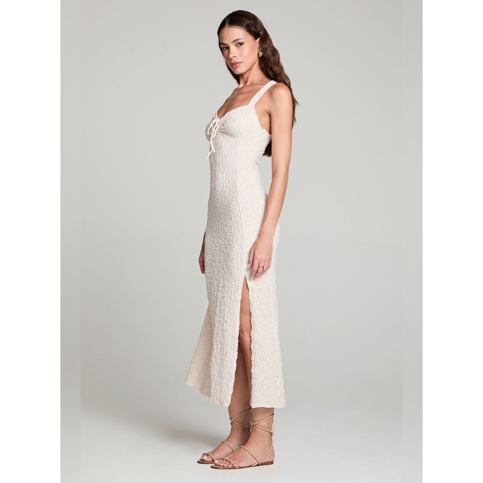 NEW Saltwater Luxe Canaan Midi Dress Small Cream High Slit Mermaid Sold Out NWT