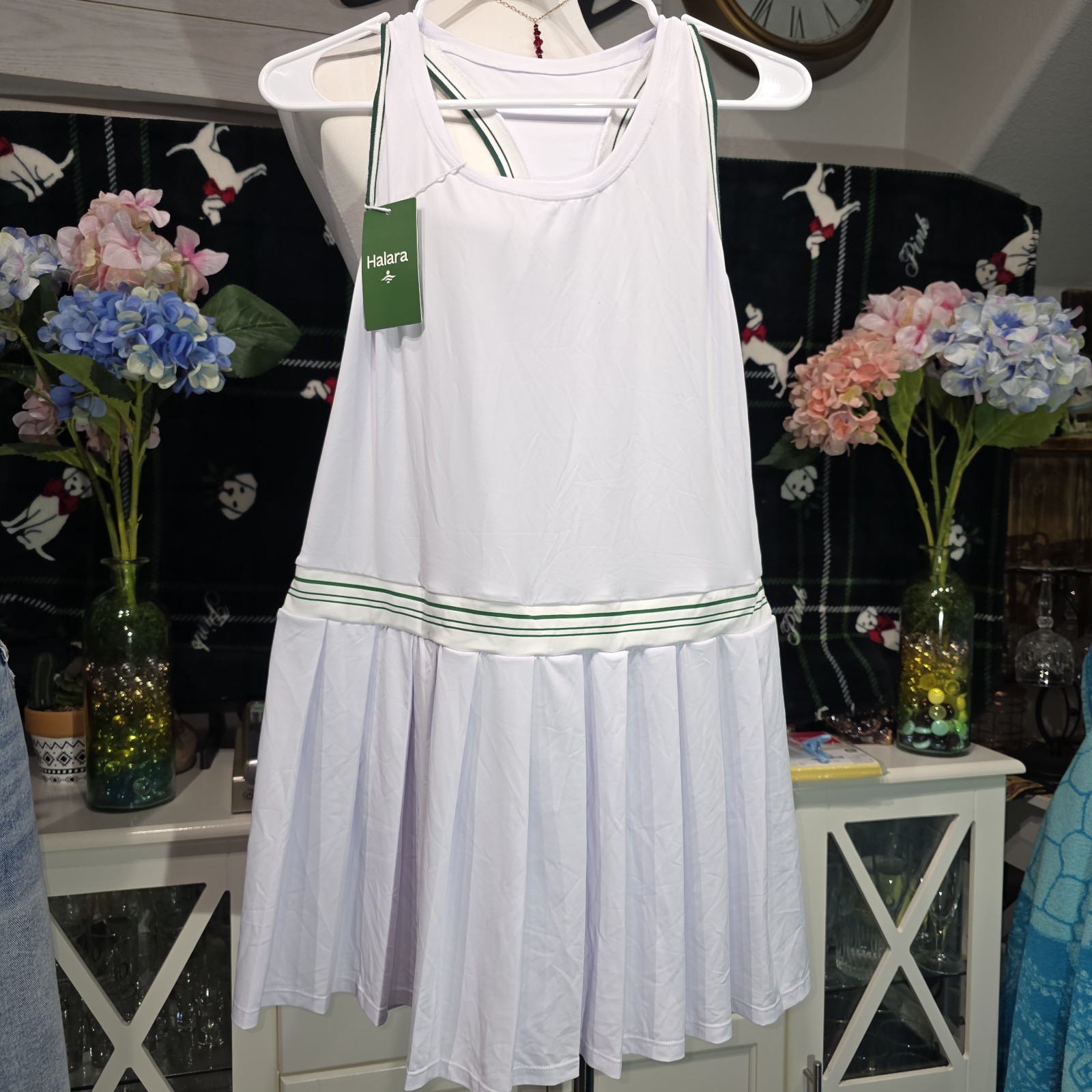 Halara Size M White Pleated Racerback Tennis Active Dress