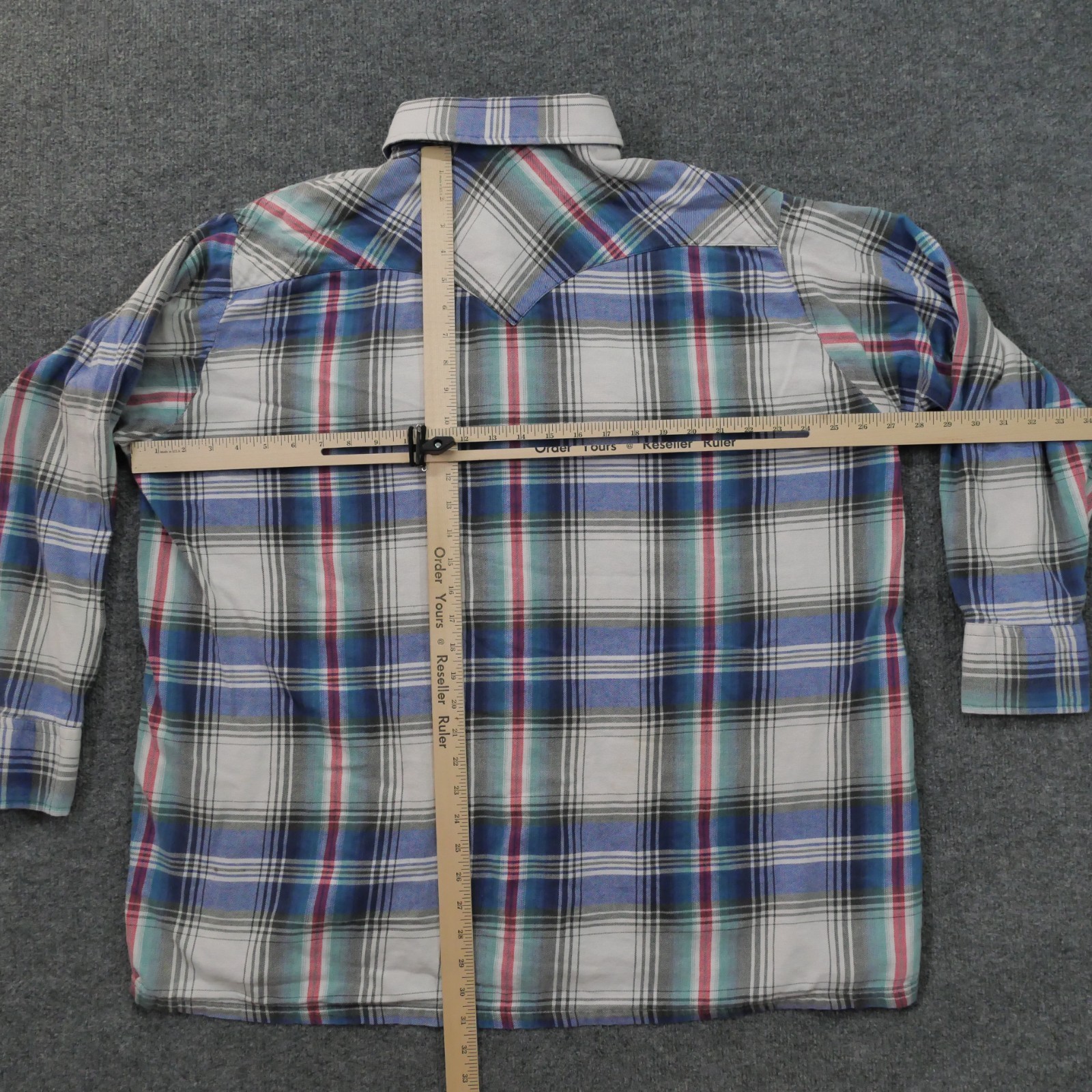 Vintage Plainsman Shirt Mens 2XL Blue Plaid Pearl Snap Western Country 90s