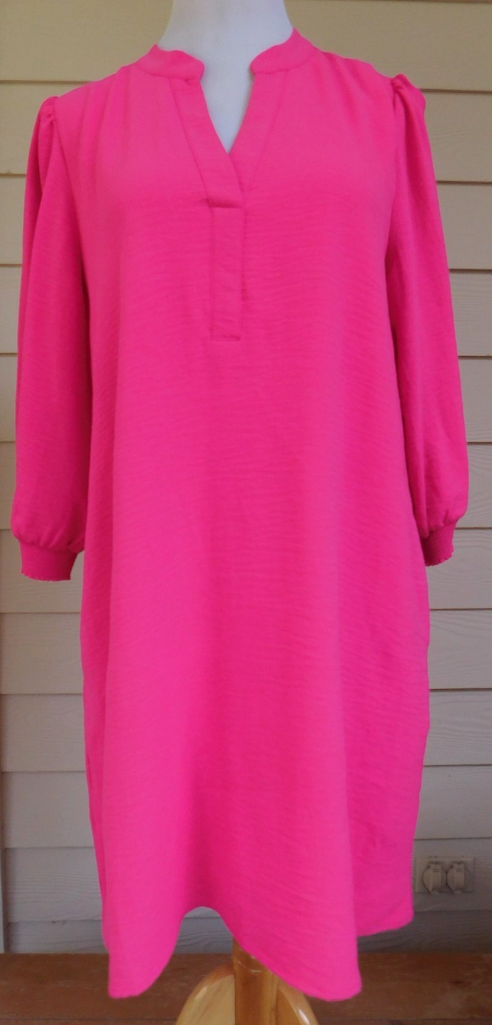 JODIFL Laura Fushia Midi Dress Size Large Coastal Chic Comfort Lined Pocket New