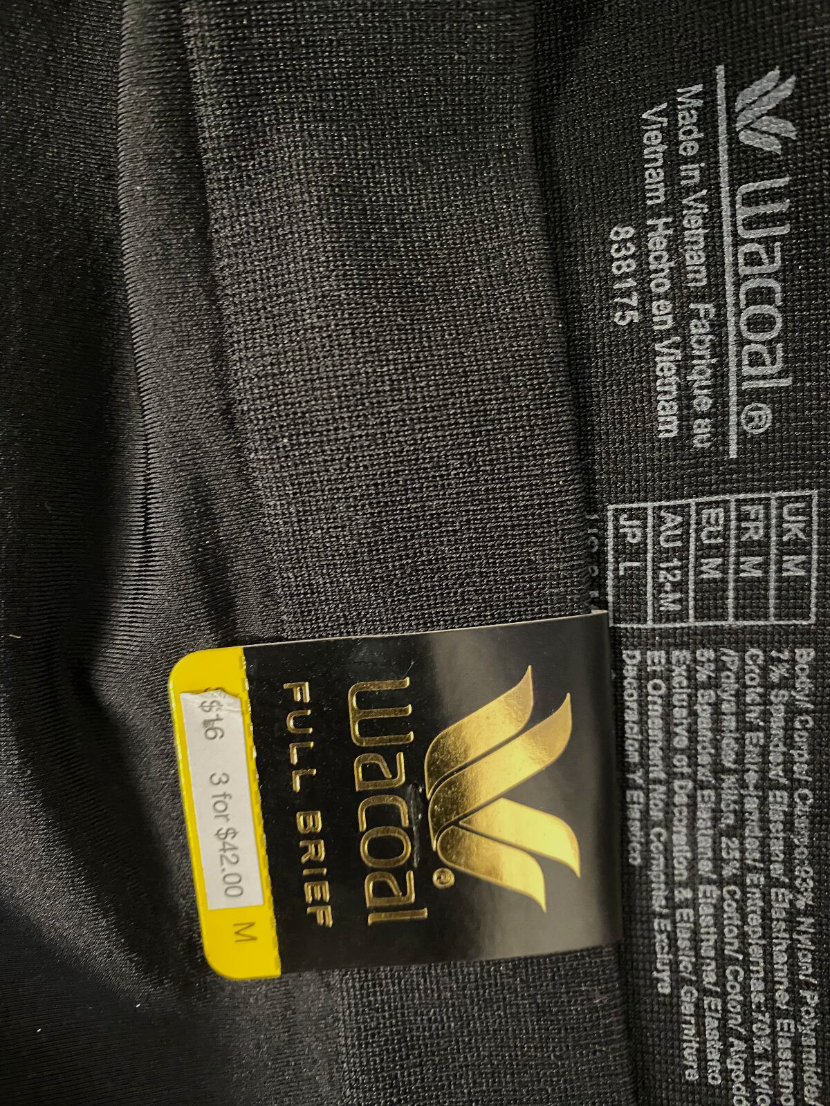 $17 Wacoal Women’s Black Stretch B Smooth High-Waisted Brief Panties Size M/6