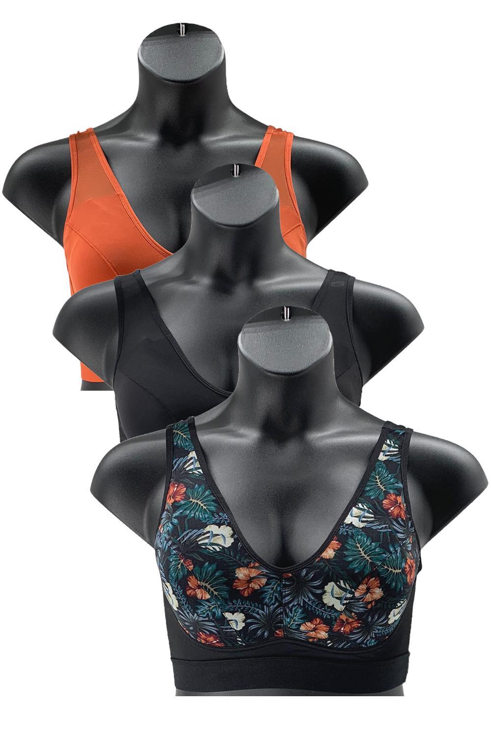 Rhonda Shear 3-pack Mesh Front Leisure Bra Tropic