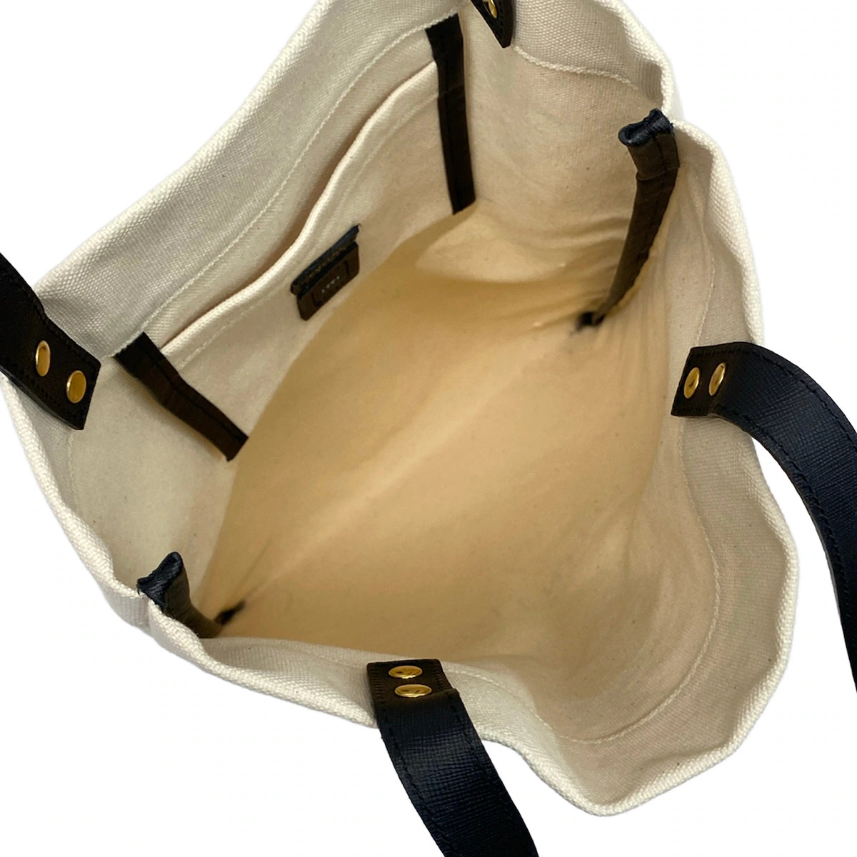 CULLNI – Cream Black Canvas Leather Tote Bag