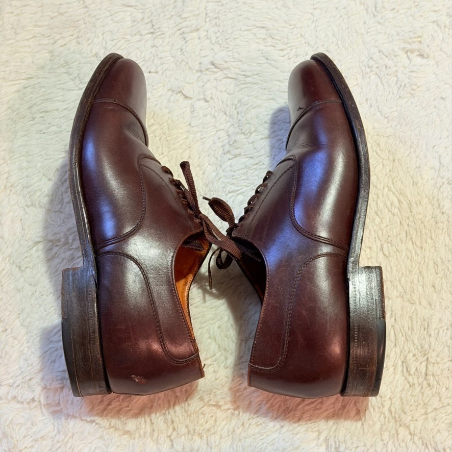 Cole Haan Made In England Bench Made Brown Leather Cap Toe Oxford Shoes 9 D