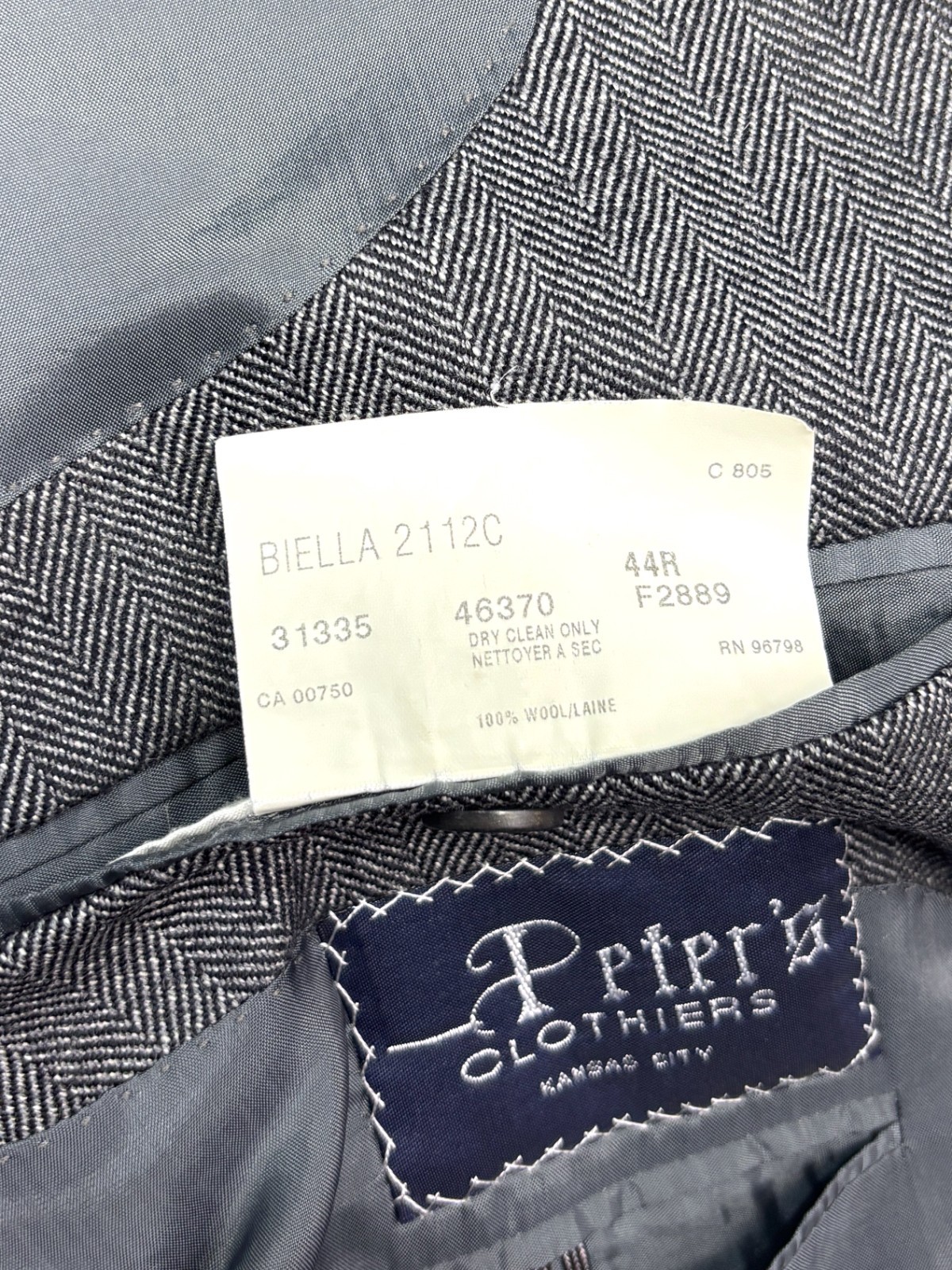 Luca diMarco Bespoke 44R Gray Herringbone Blazer Jacket Sport Coat Flannel Wool