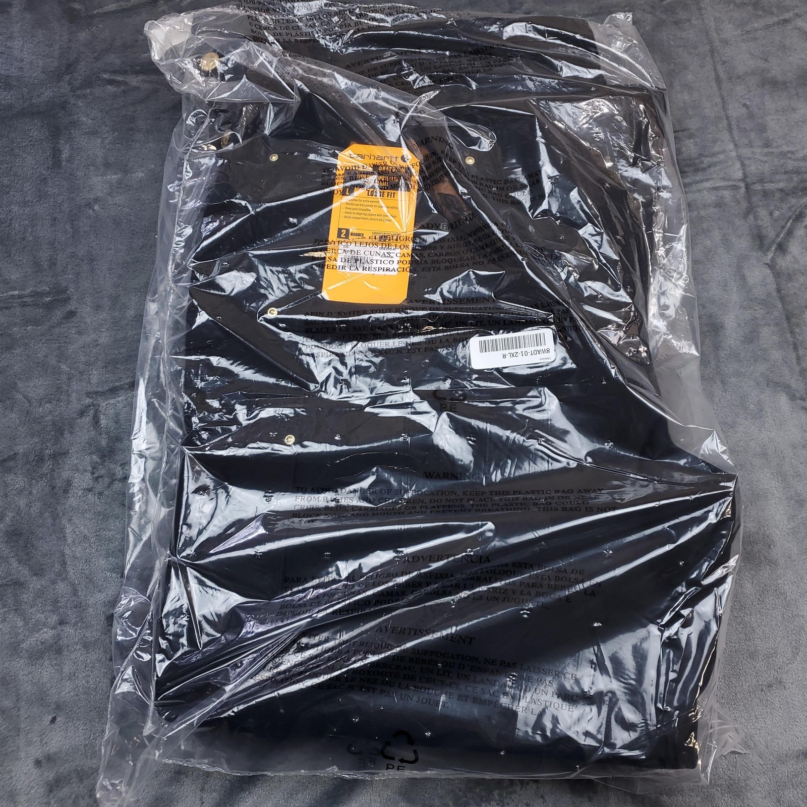 Carhartt Bib Overalls Mens 2XL Regular Black Duck Canvas Insulated OR4393-M