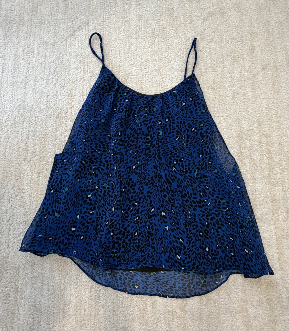 AQUA Women’s Chiffon Polyester Leopard Print Spaghetti Strap Cami Tank S