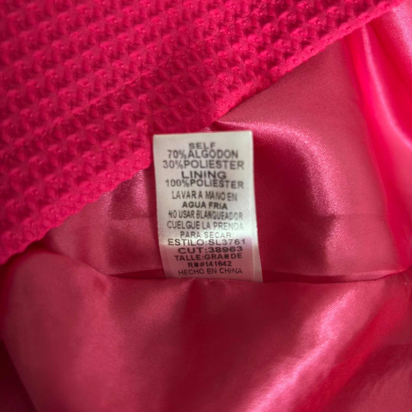 SHE & SKY LA Hot Pink Spring Waffle Print Collared Lapel Sleeveless Dress Size L