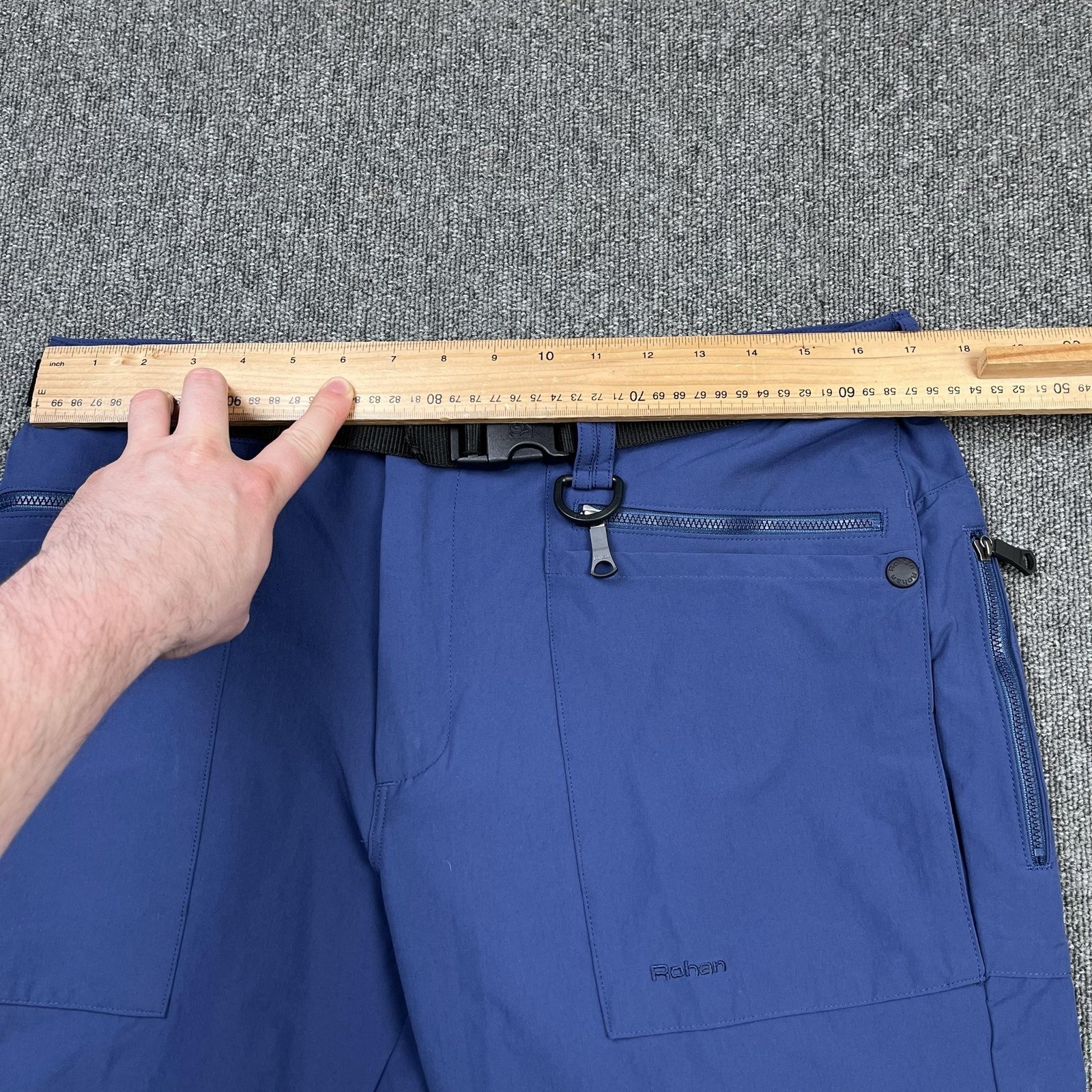 Rohan Trousers Mens W34 L31 Blue Stretch Bags Hiking Walking Travel UPF 40+