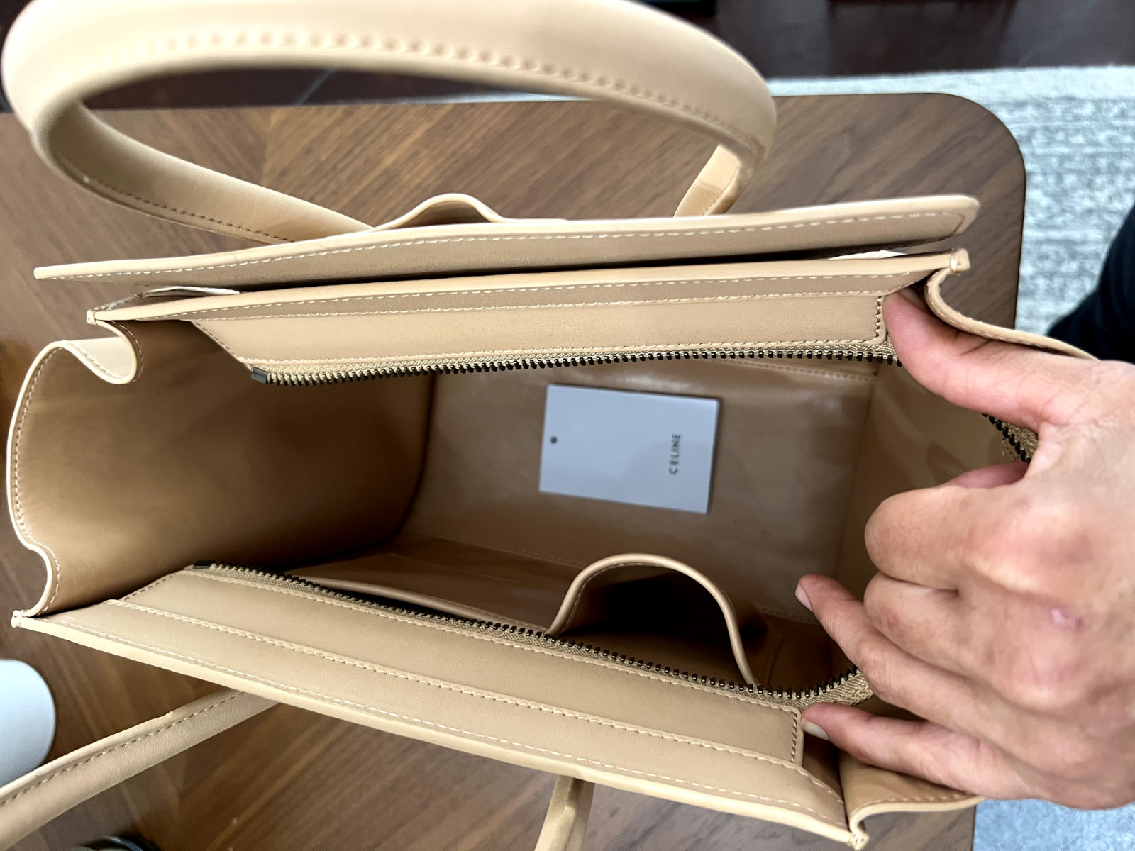 CELINE Luggage Aged Gold Hardware Shoulder Bag Micro Brown Leather