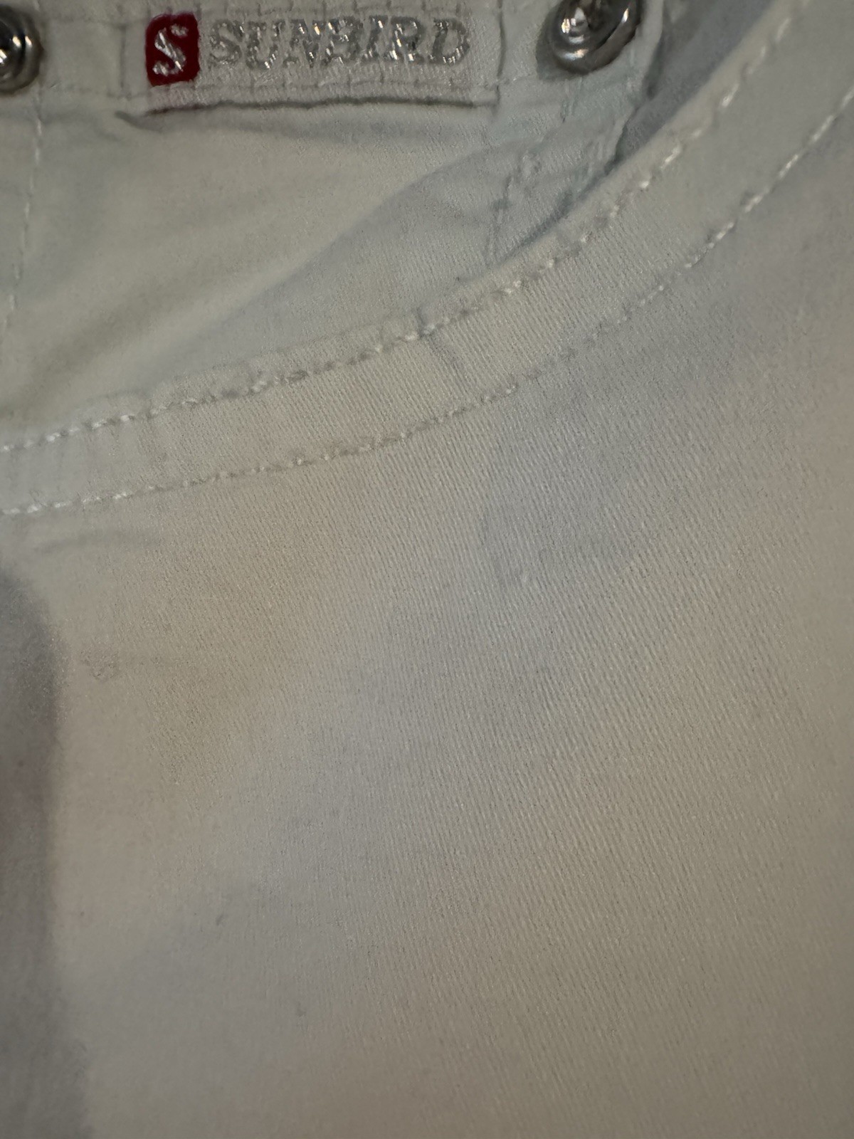 Sunbird women’s jeans cotton elastane summer with rhinestones XL/W/34 white