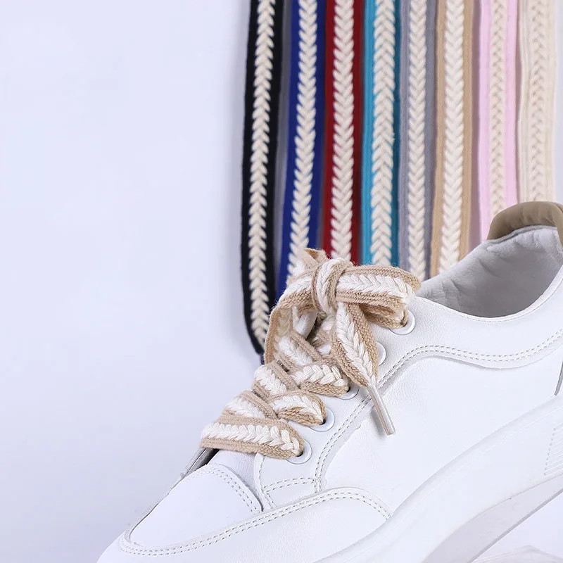 Flat Wheat Ear Shoelaces for Sneakers Twist Braids Marshmallow Colorful Shoelace