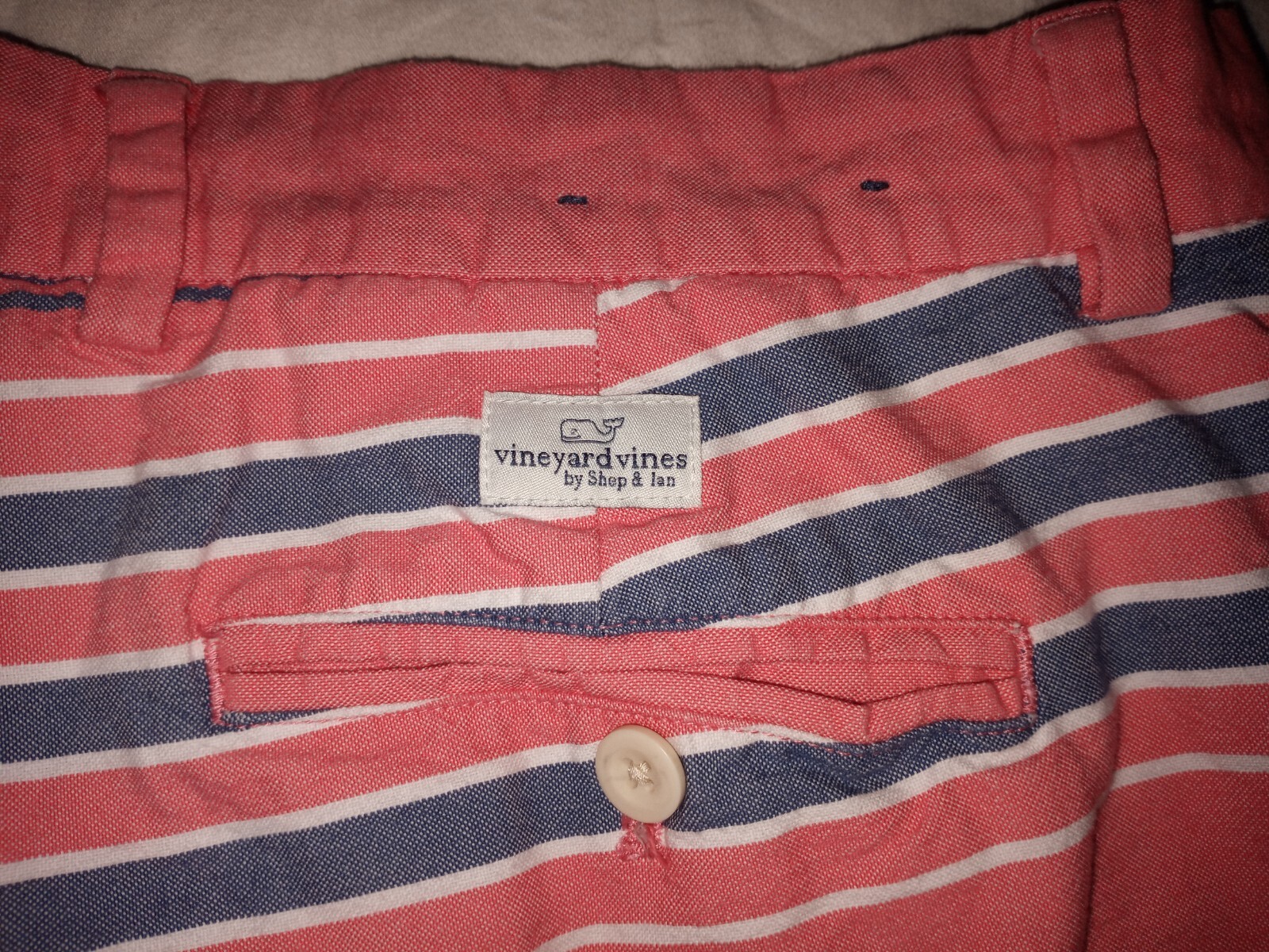 😃Vineyard Vines Pink Blue White Striped Breaker Short Mens 35X8 PRISTINE