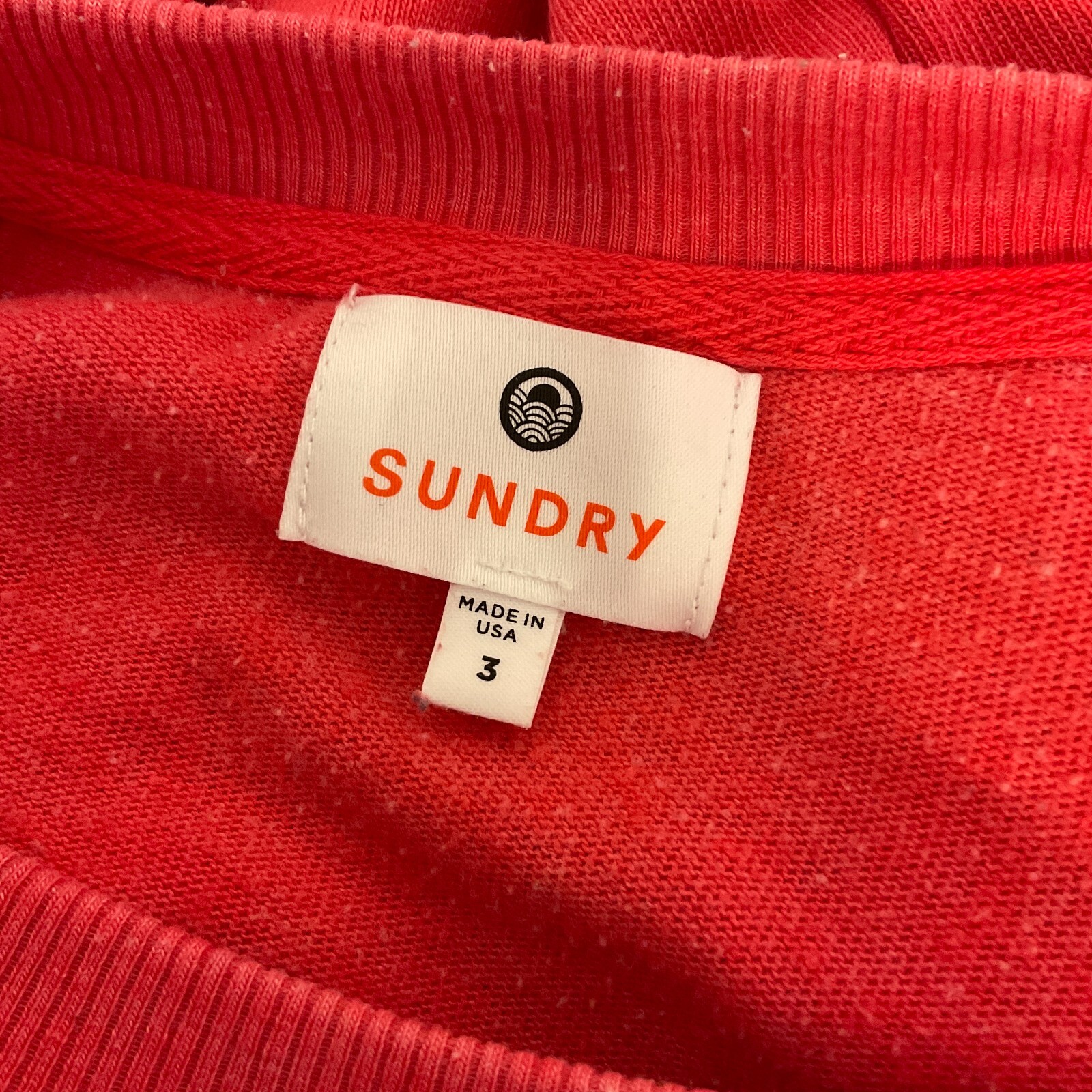 Sundry Sweatshirt Style Top 3 Salmon Pink Embroidered Stripes Long Sleeve US L