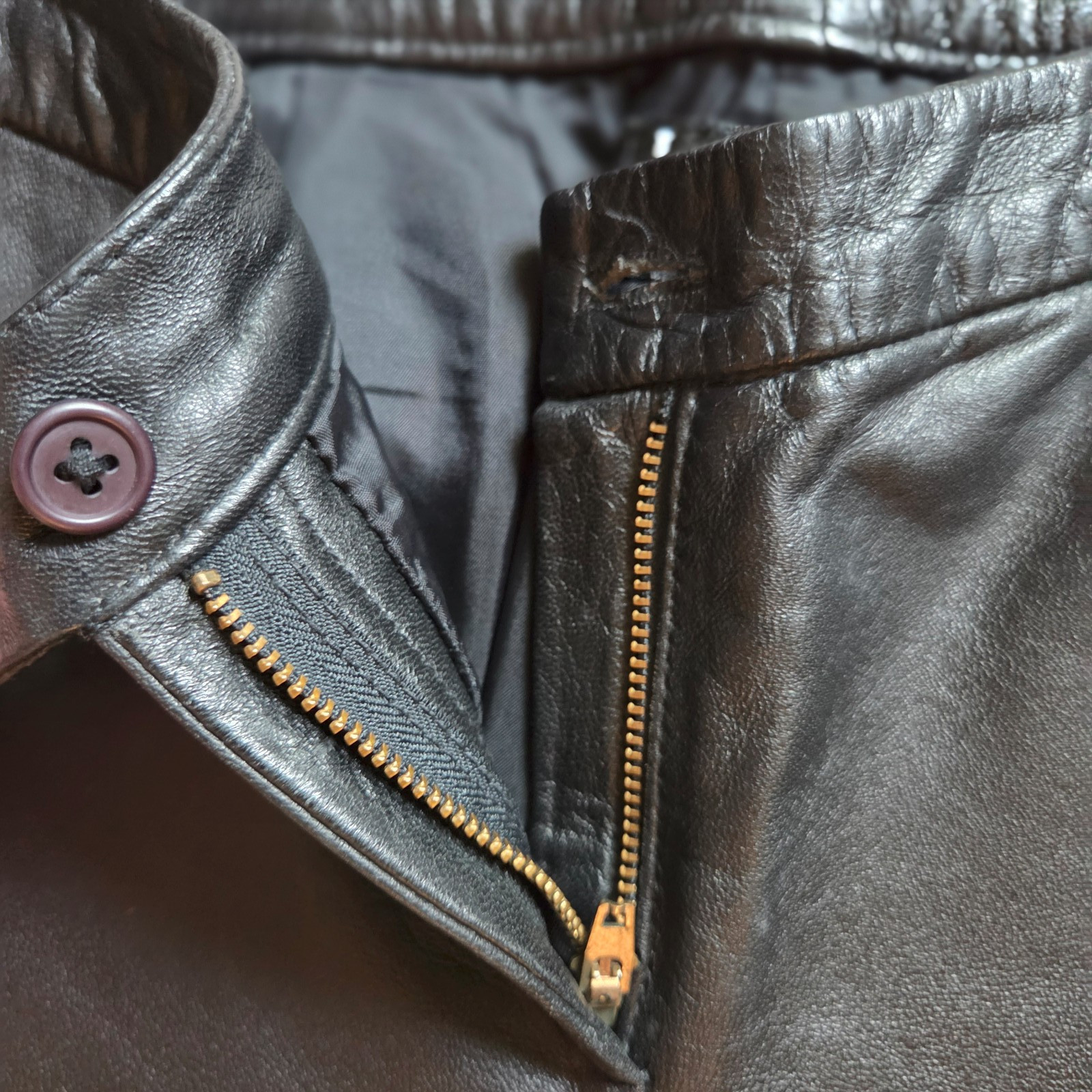 Vintage Y2K I.N.C. Straight Leg Black 100% Leather lining Pants Womens Size 4