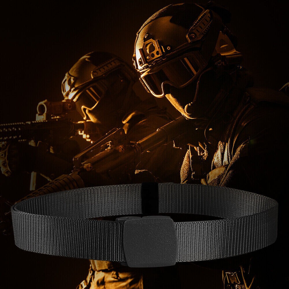 Men’s Plastic Cam Buckle Nylon Canvas Tactical Waistband Webbing Military Belt