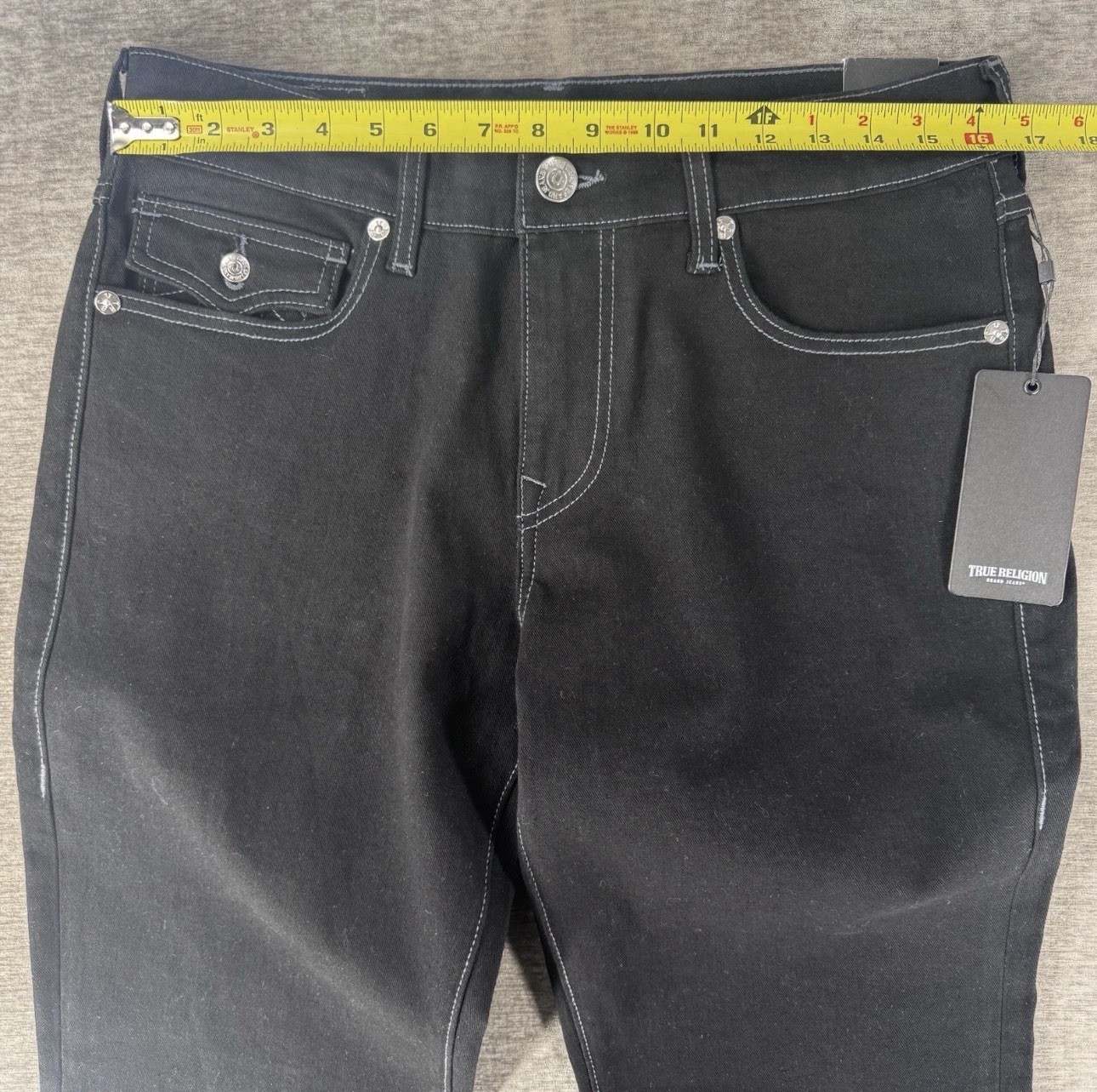 True Religion Ricky SN Flap Relaxed Straight Jeans Men’s 32 32×32 Black NWT