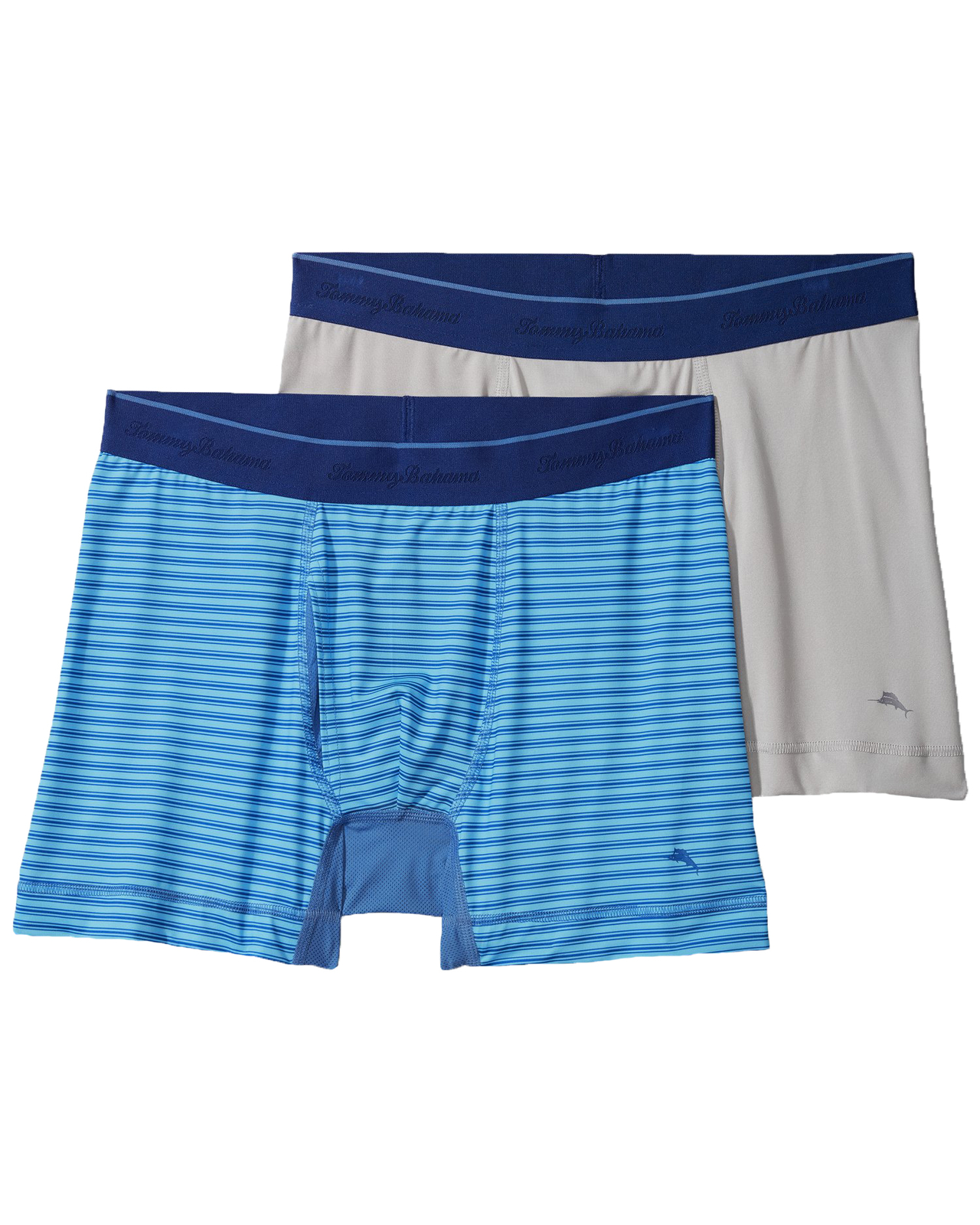 Tommy Bahama Mens 2 Pack Mesh Tech Boxer Briefs, Out Of Package (Aqua Stripe, S)