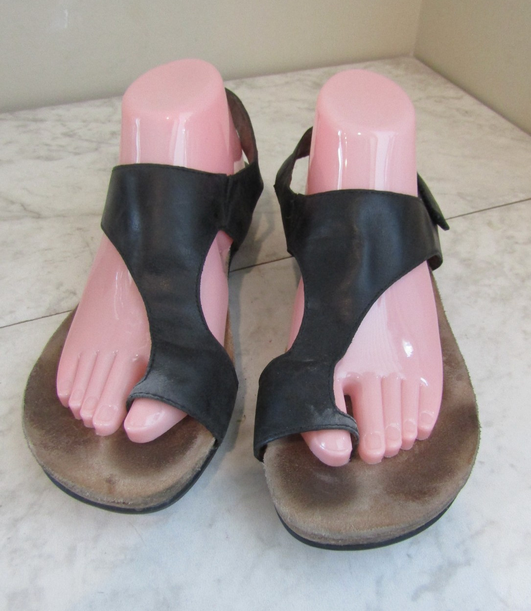 DANSKO Reece Black Wedge Leather Sandals Hook & Loop Strap Comfort Shoes EU 41