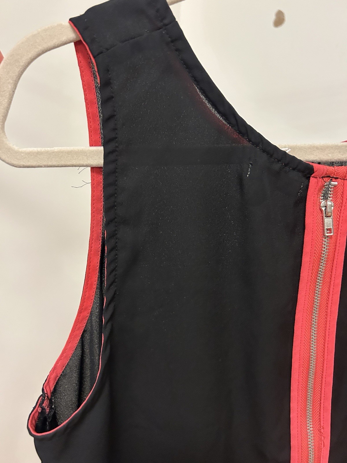 Bongo Y2K Women’s Black tank top zip-Up Top W coral Detail Size Lg sleeveless #9