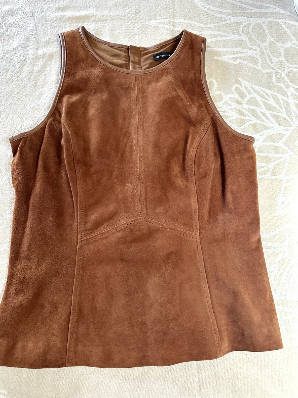 WHBM White House Black Market Genuine Leather Janelle Bodice Top Whiskey 10 NWT