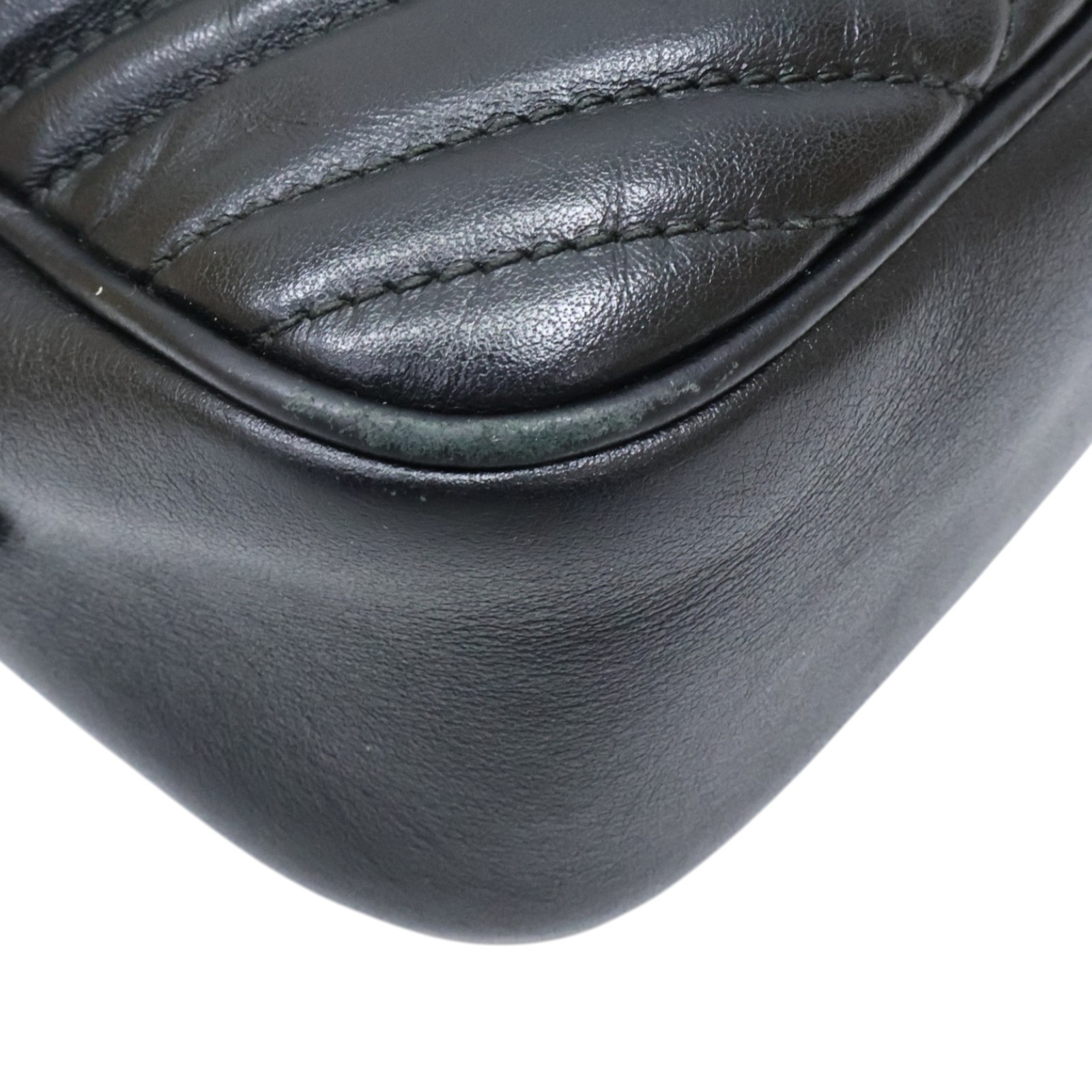 GUCCI GG Marmont Small Camera Shoulder Bag Black Matelasse Chevron Leather