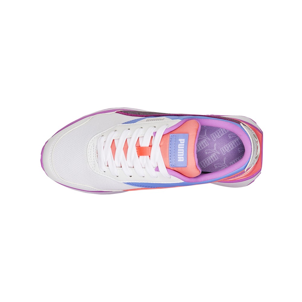 PUMA Cruise Rider Glitzy Glitter Sequins Lace Up Youth Girls Purple, White Snea