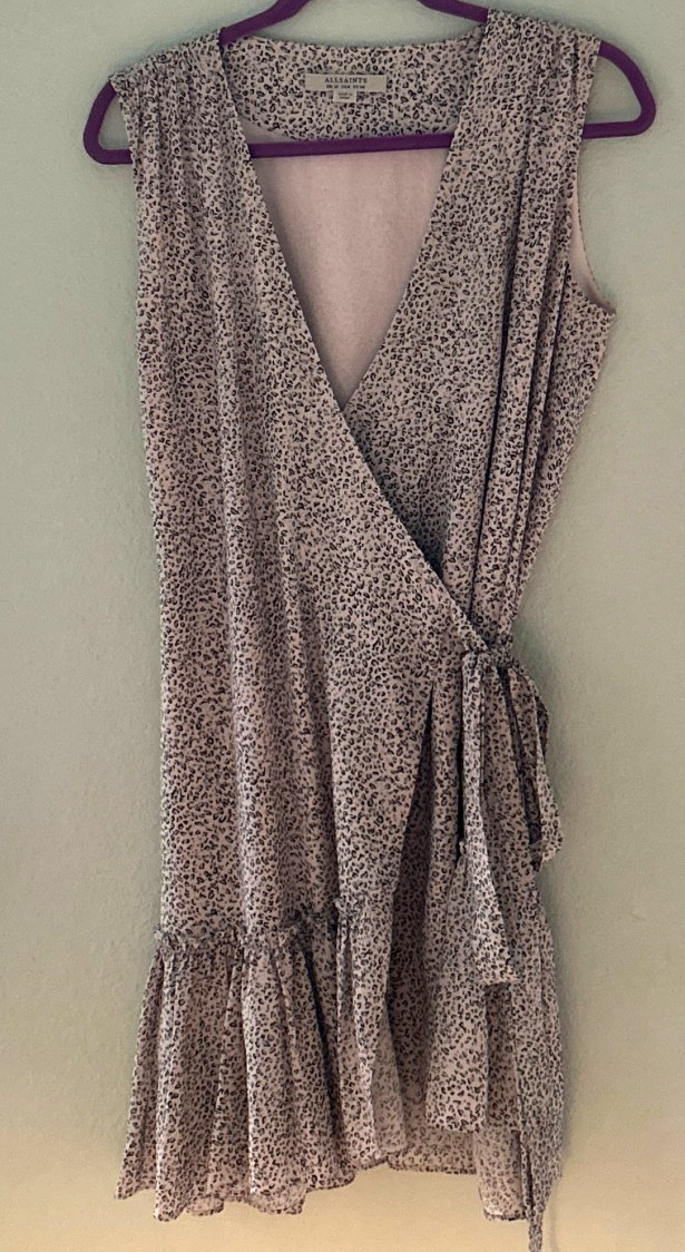 AllSaints ~ Rene Leopard Print Wrap Dress ~ 6 ~ Silk