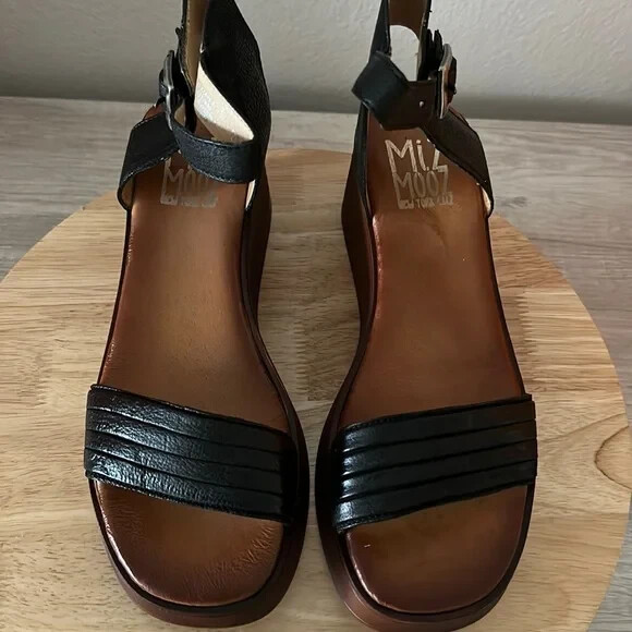 Miz Mooz Leather Platform Wedges – Gwyneth – Black (sz EU 40/US 9/9.5) a590728
