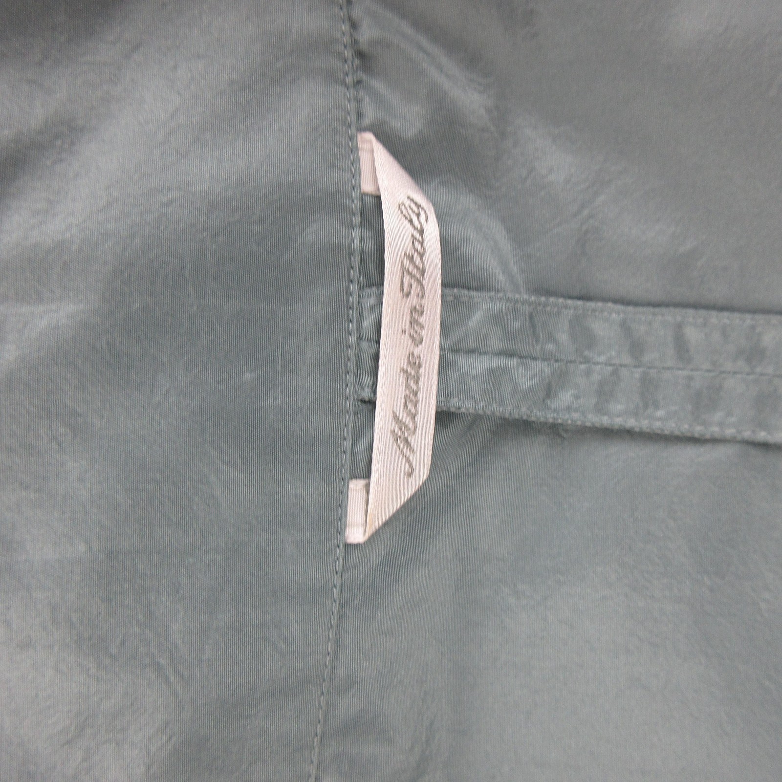 Max Mara Coat Womens 8 Green Silk Taffeta Trench Belted Tie 3/4 Sleeve Italy