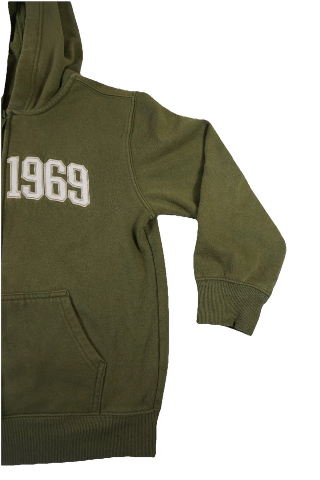 Gap Hoodie Kids Large 10-12 Olive Green Olive Green Kangaroo Pockets Full Zip
