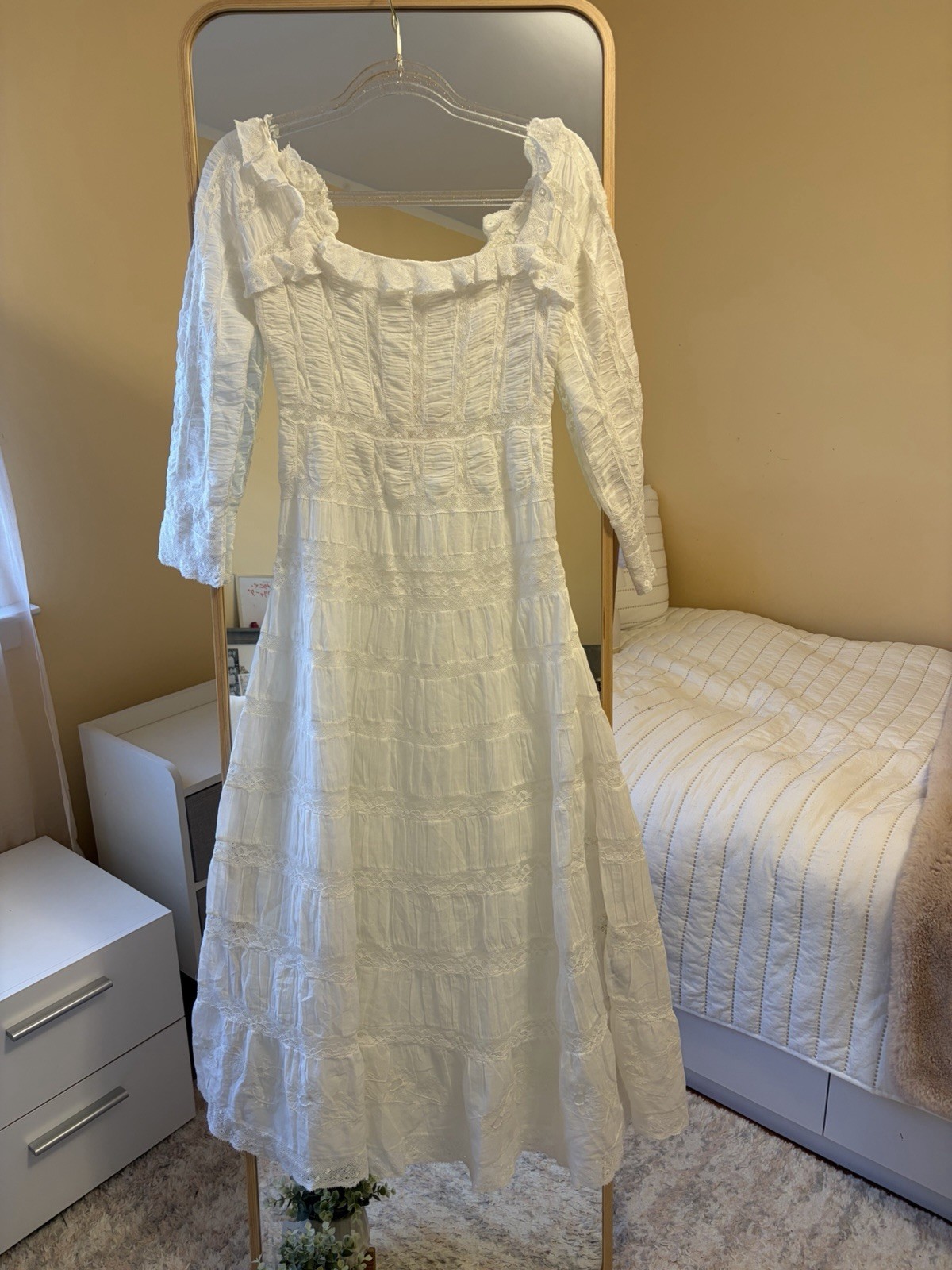DÔEN Anneliese Dress Salt XS NWT White Lace Prairie Maxi Dress