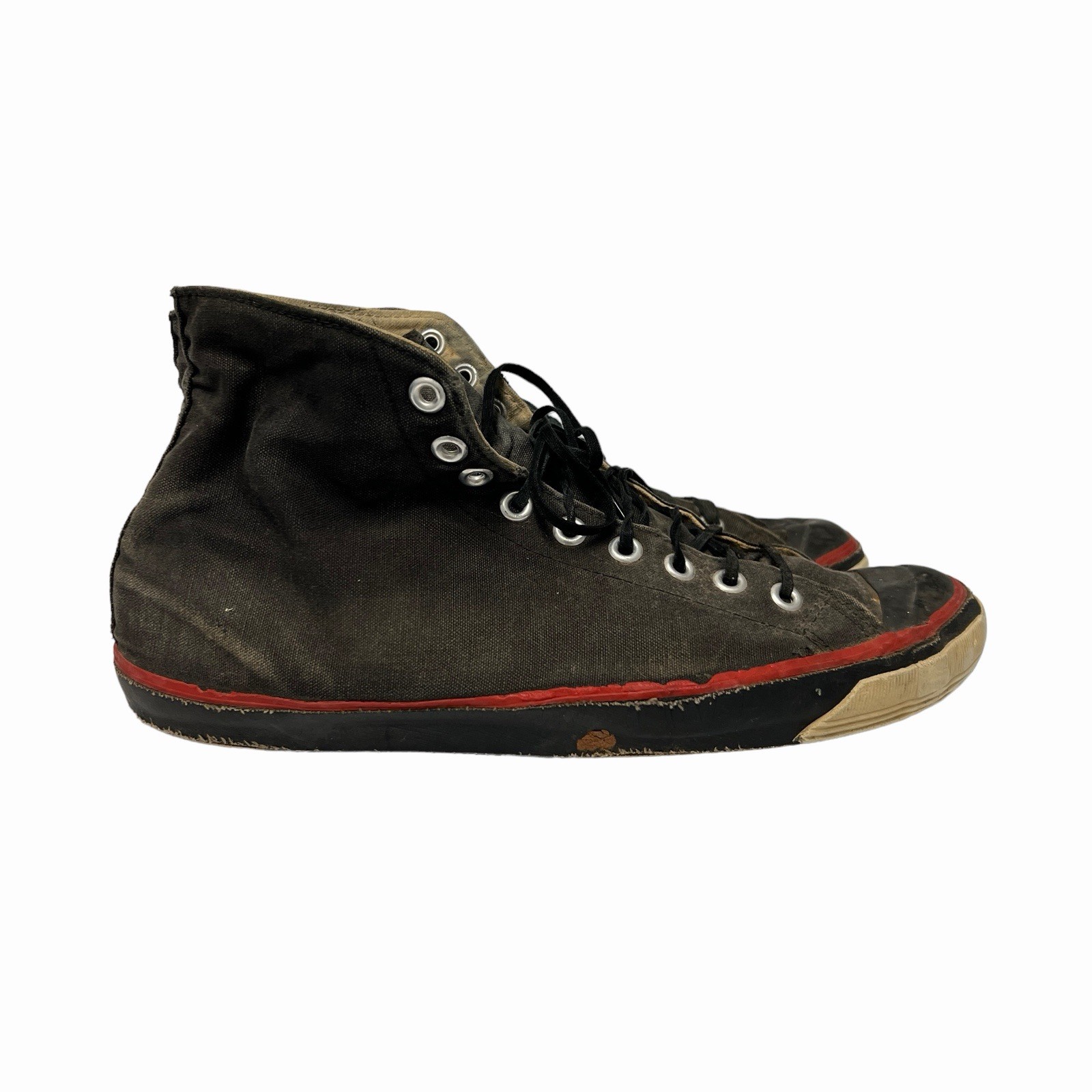 Vintage 50s Beacon Falls Top Notch FLASH High Top Black Red Basketball Shoes 10M