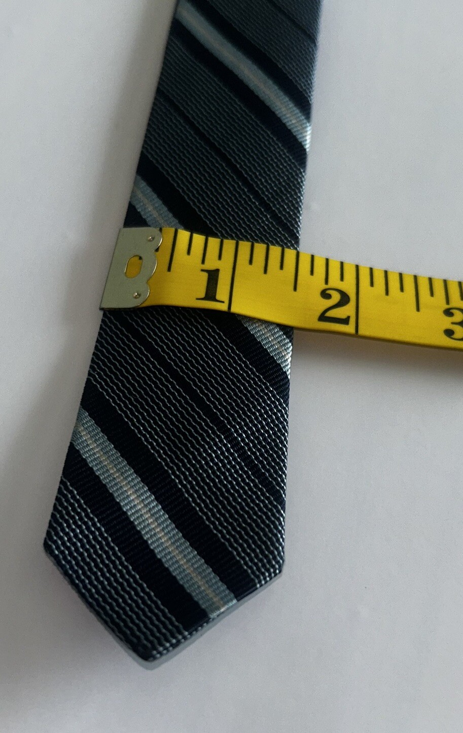 Vintage Skinny Tie 1.1/2″ X 53″ Striped 100% Silk Repp Tie Rare 50s 60s