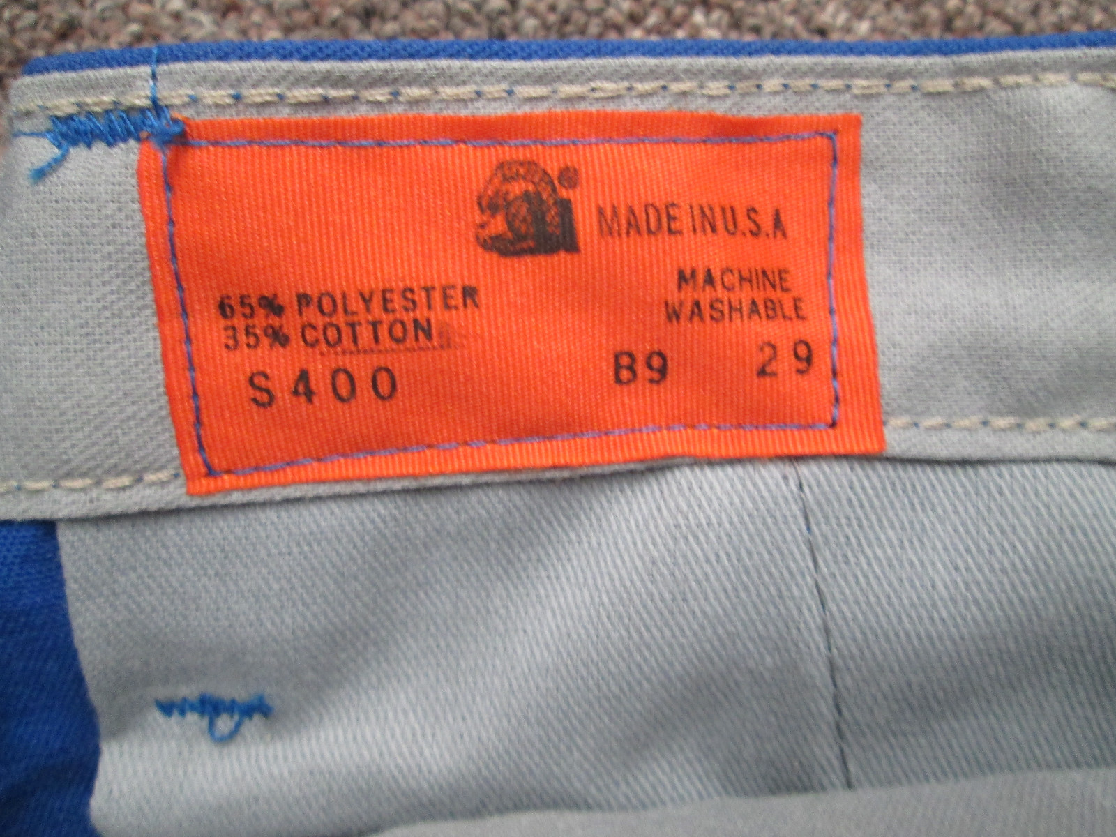Mens Pants uniform Royal Blue 28 29 30 31 32 unhemmed to 36″ Made USA new golf